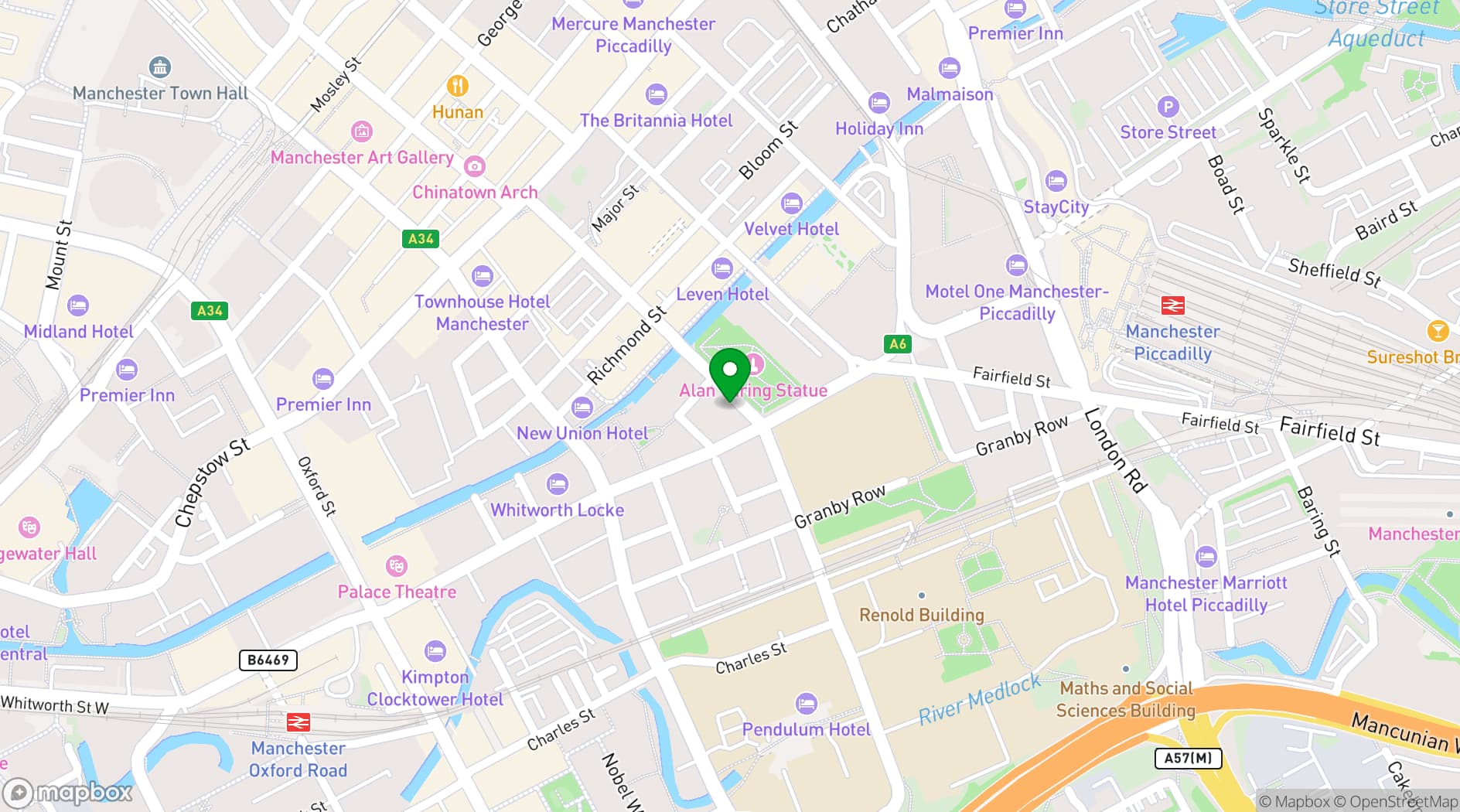 Map showing Area Manchester