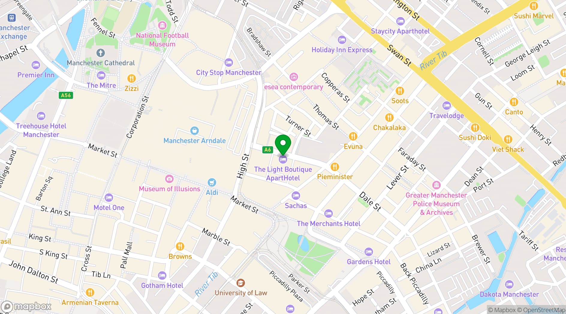 Map showing On The Hush