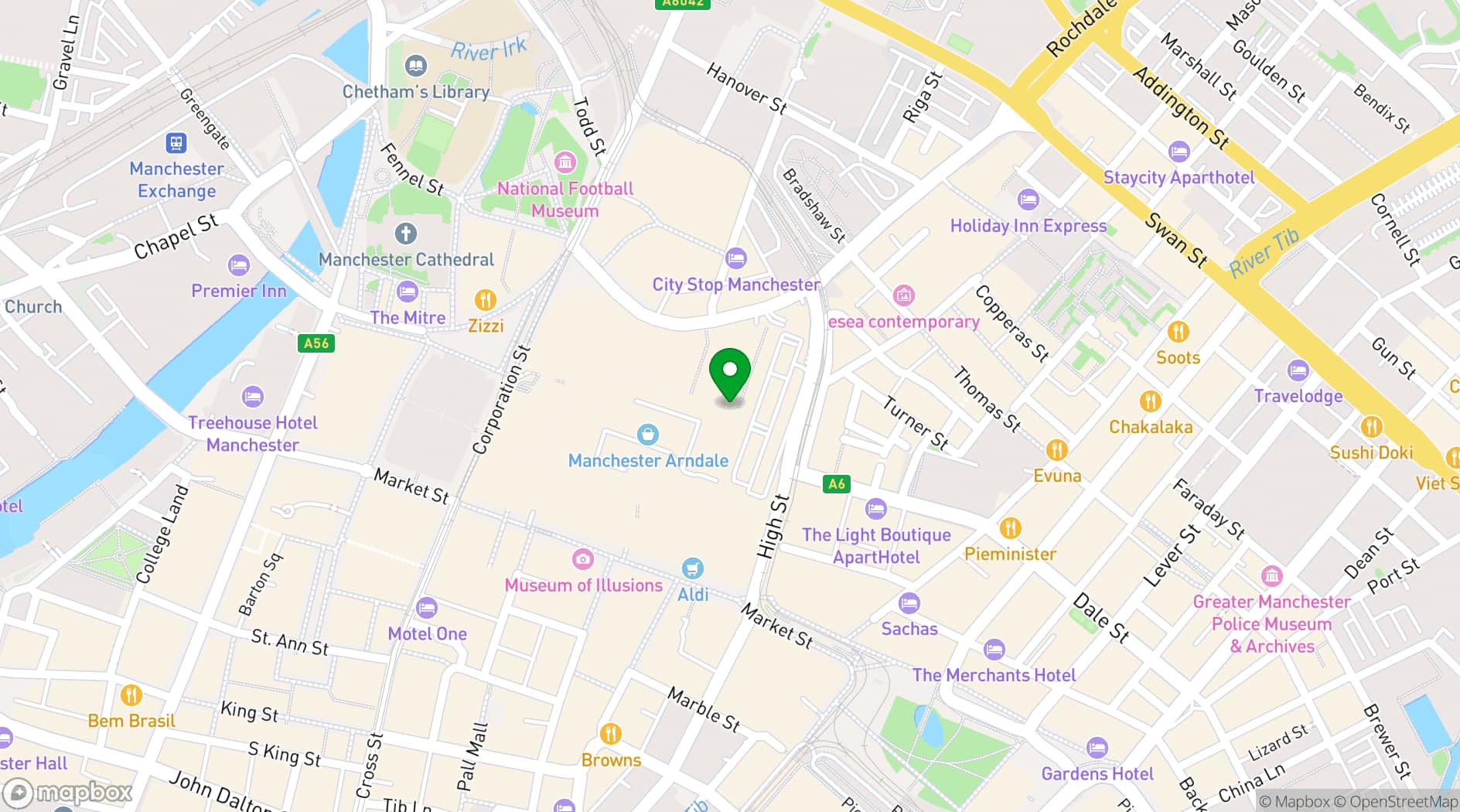 Map showing King Pins, Arndale Manchester