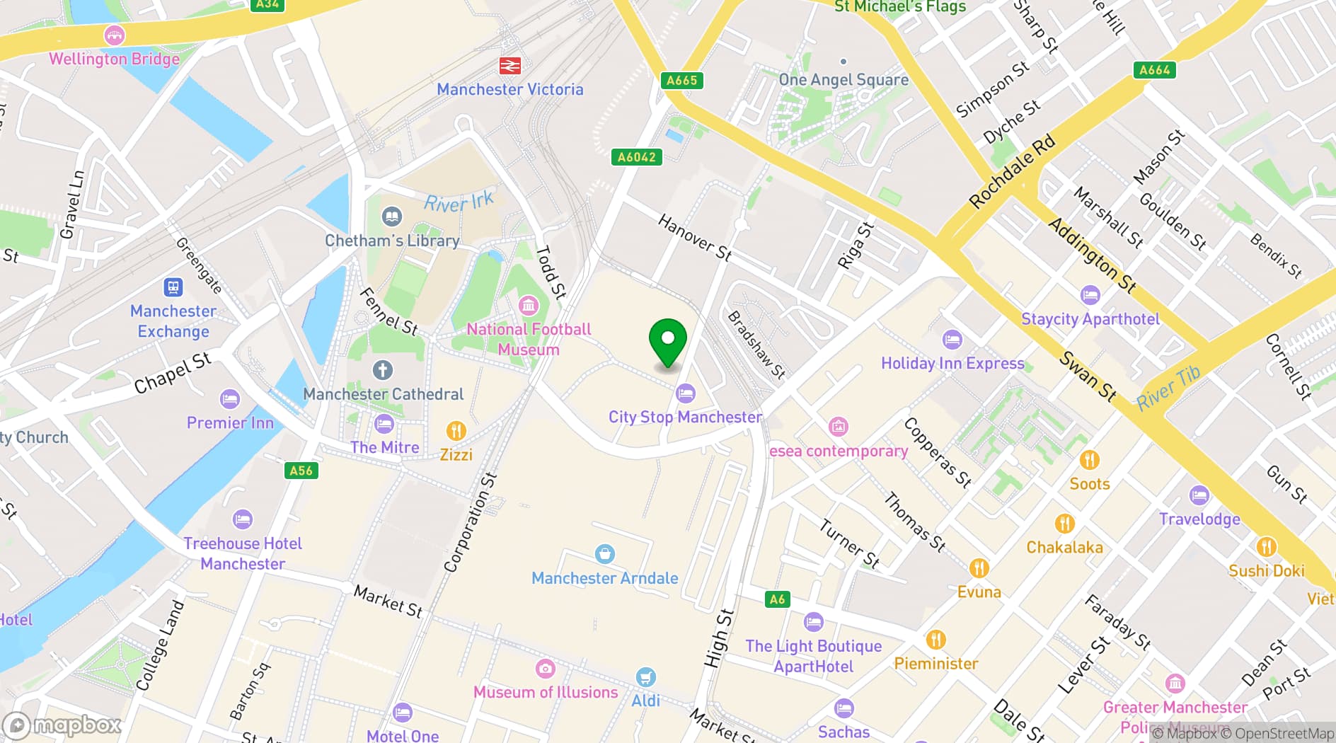 Map showing Walkabout Manchester Printworks