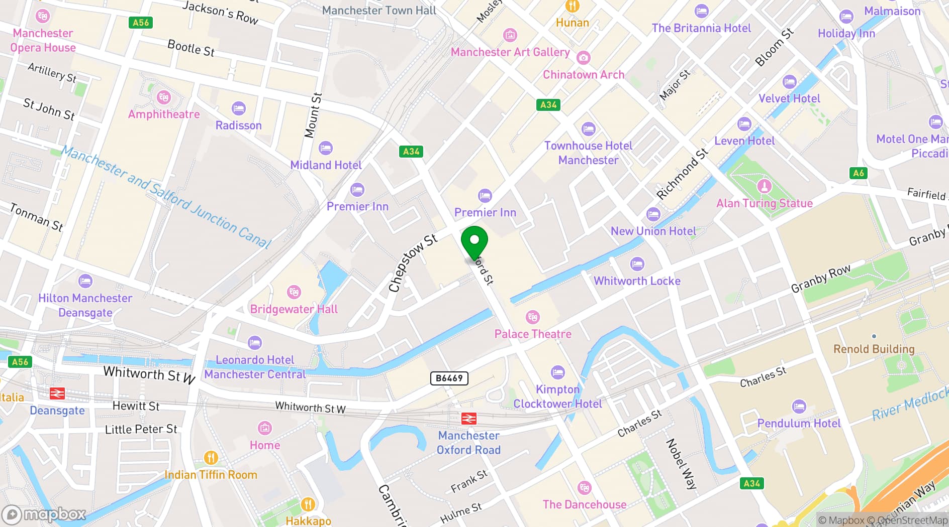 Map showing The Refuge Manchester