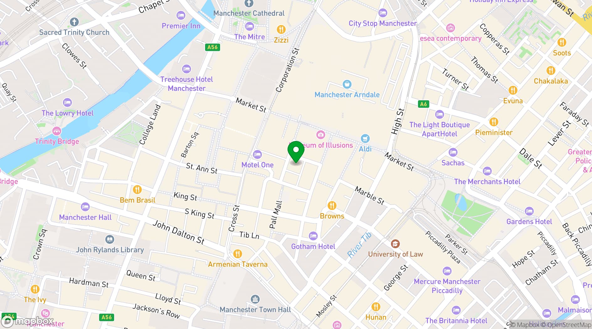 Map showing Stock Exchange Hotel