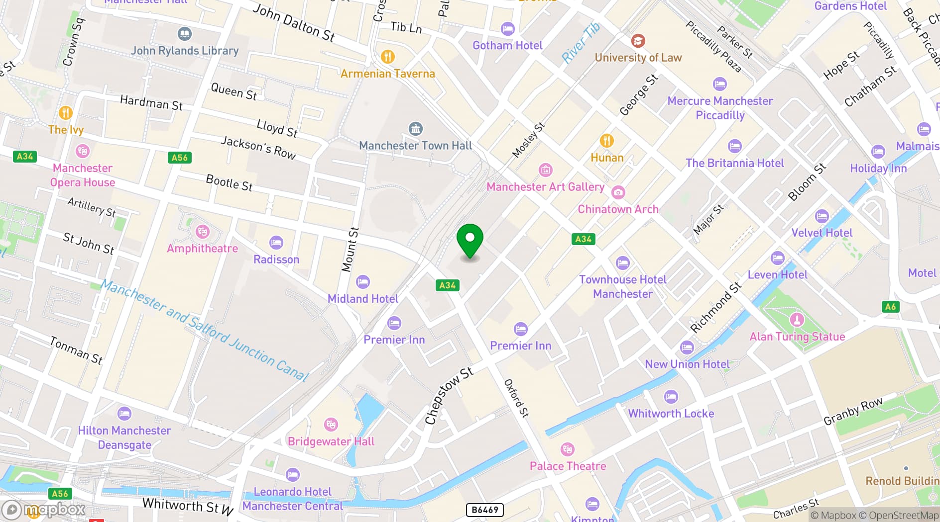 Map showing One St Peter's Square