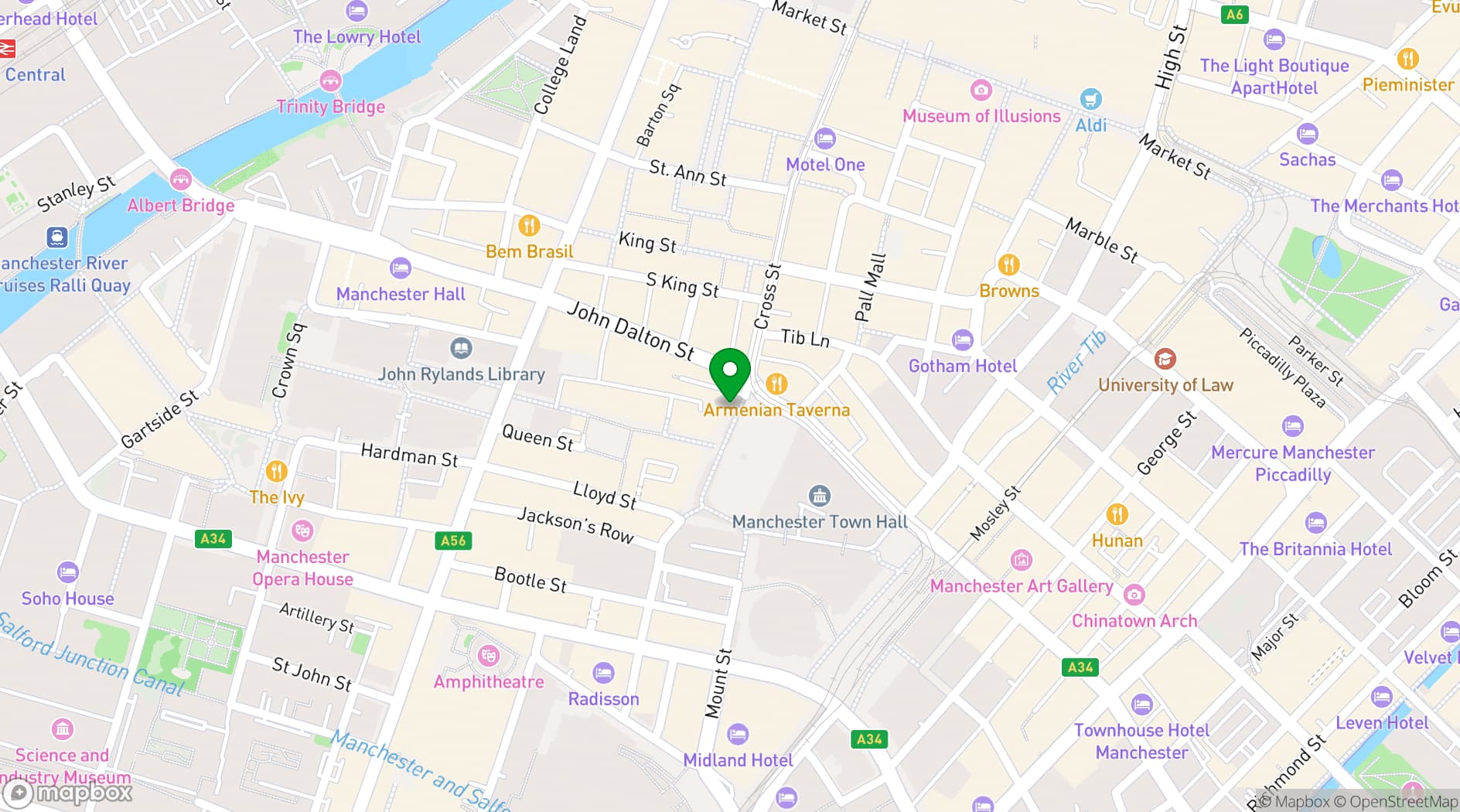 Map showing Founder's Hall
