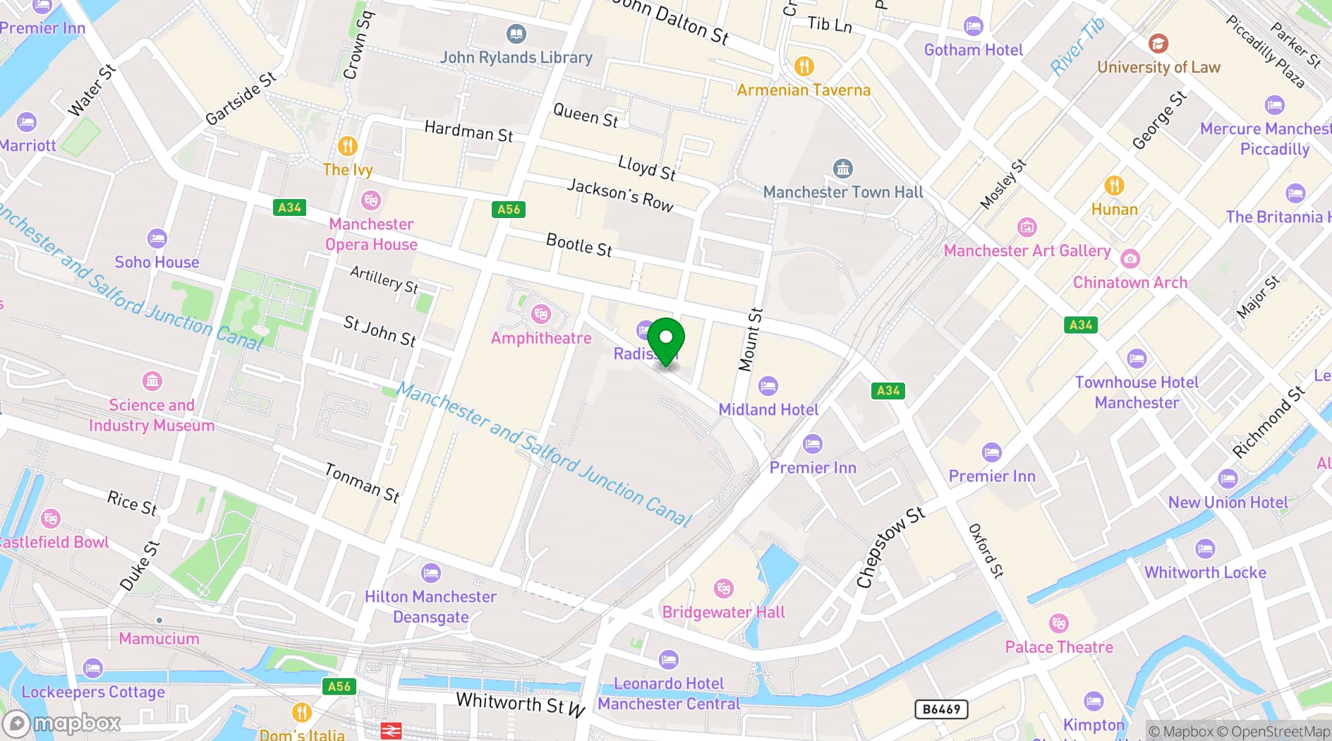 Map showing Manchester Central