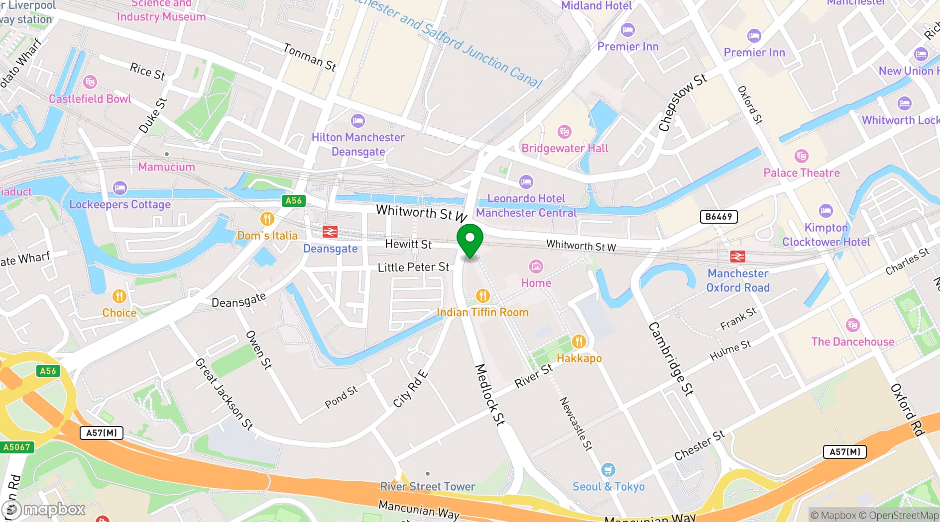 Map showing Junkyard Golf Club Manchester
