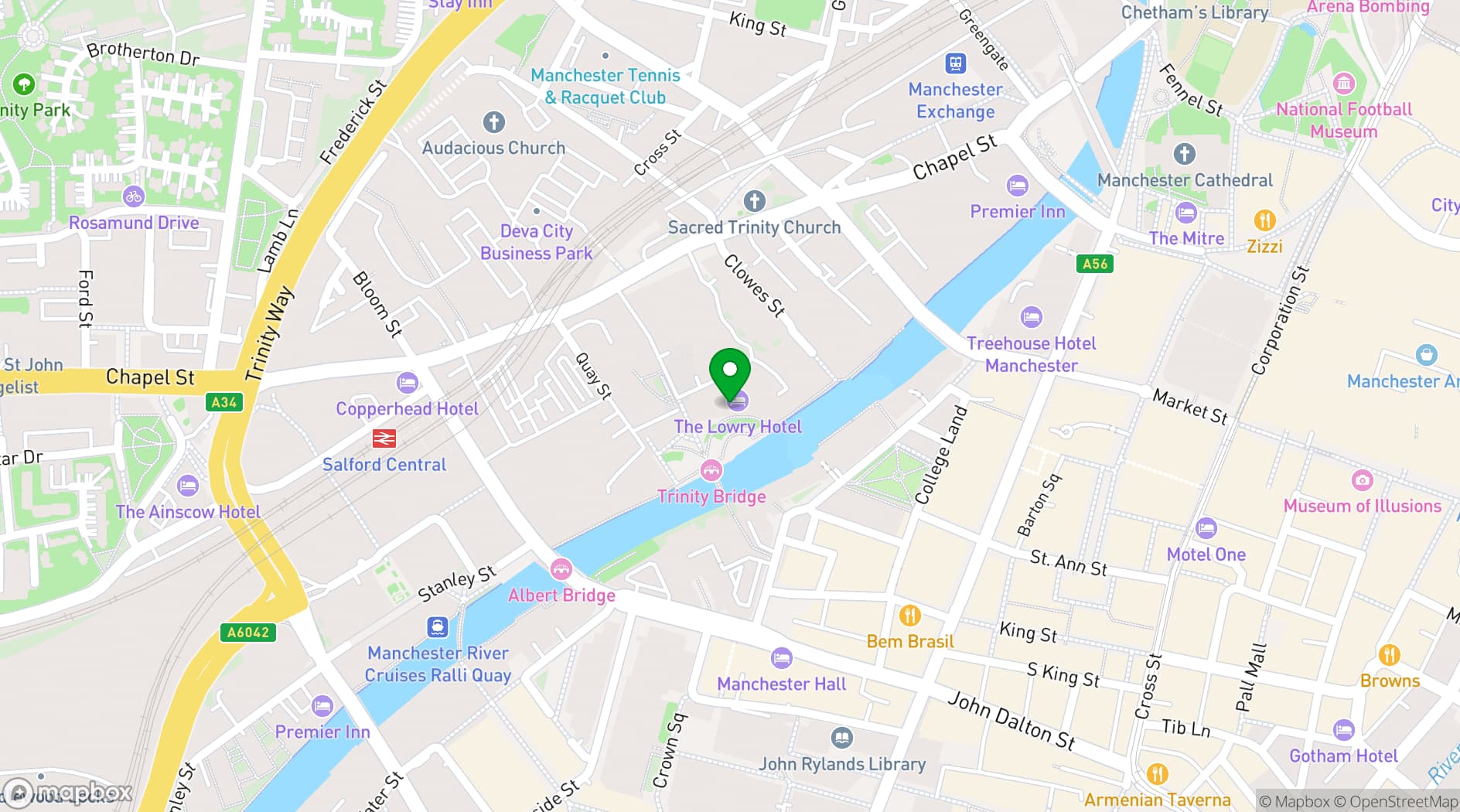 Map showing The Lowry Hotel