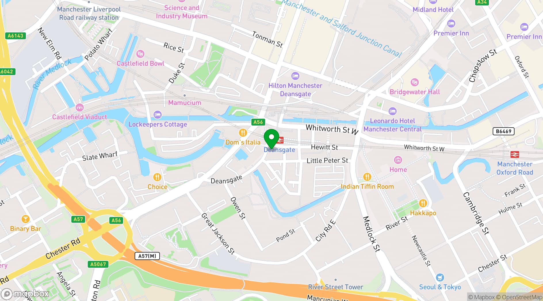 Map showing Castlefield Gallery
