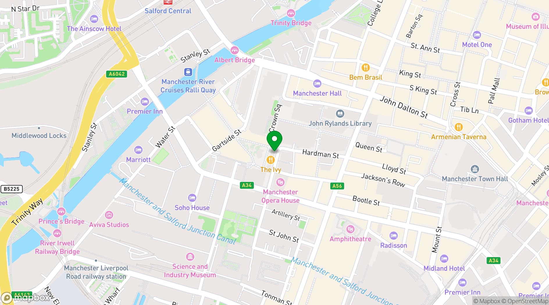 Map showing The Ivy Spinningfields