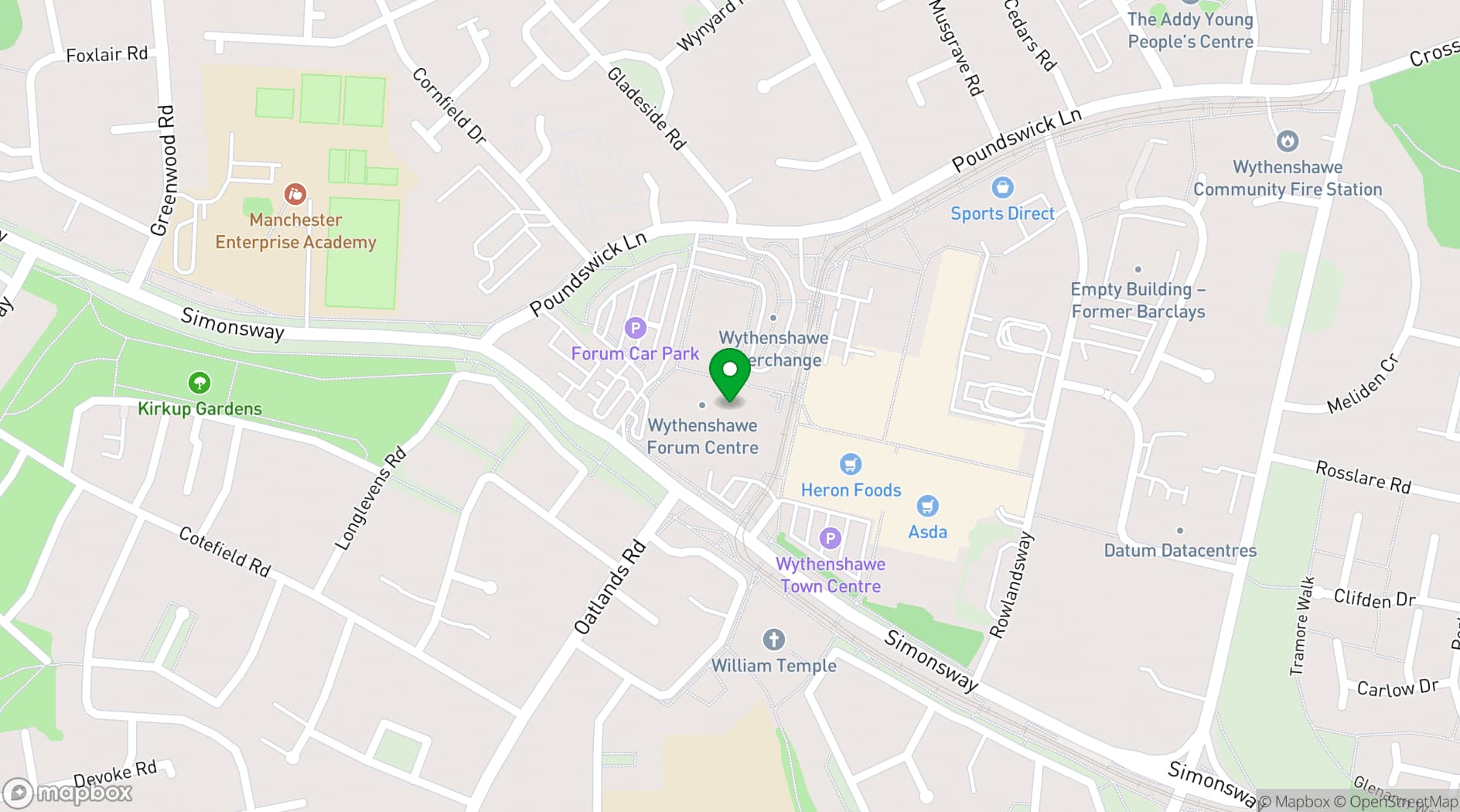 Map showing Forum Library Wythenshawe