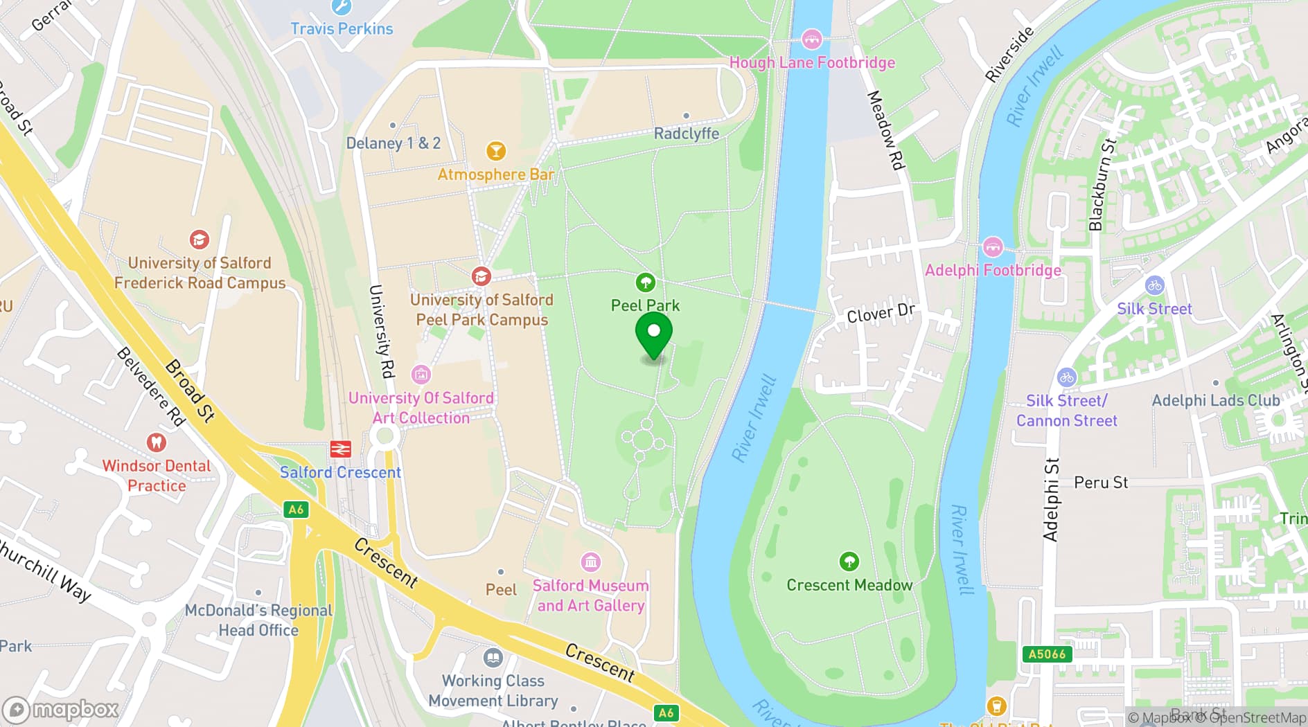 Map showing Peel Park
