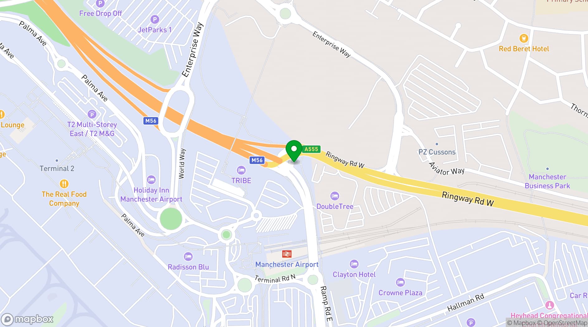 Map showing Hilton, Manchester Airport