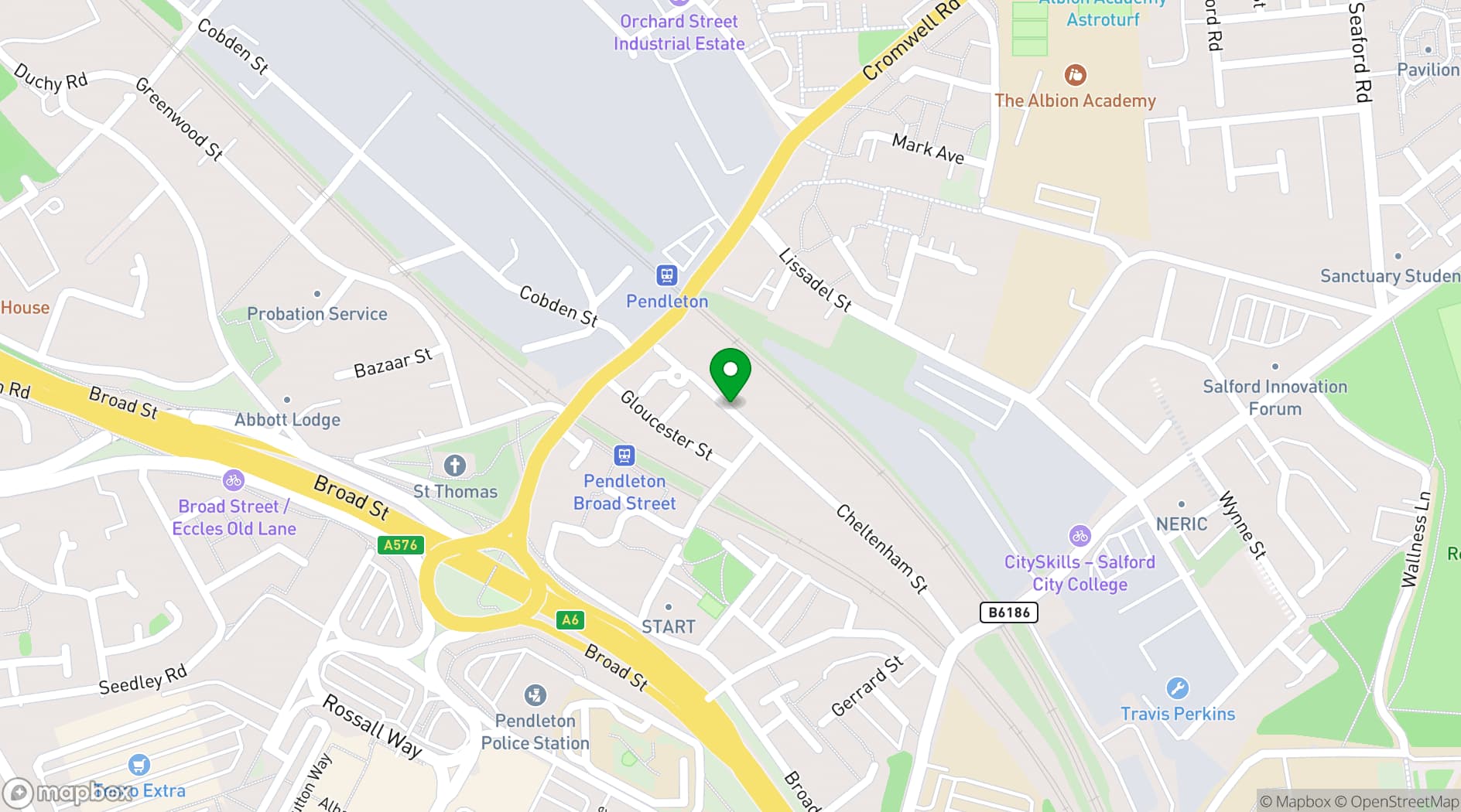 Map showing Abstract Studios