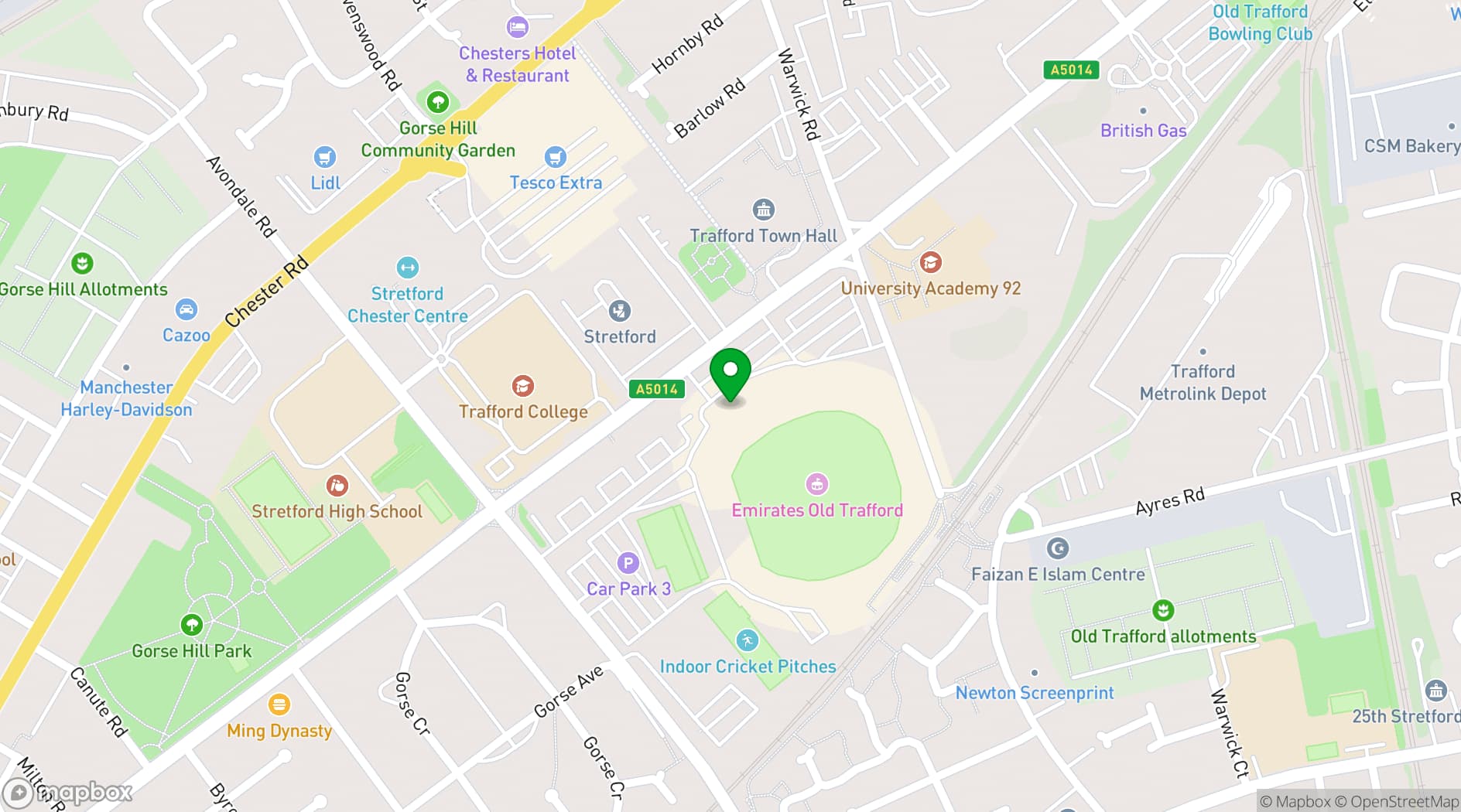 Map showing Emirates Old Trafford