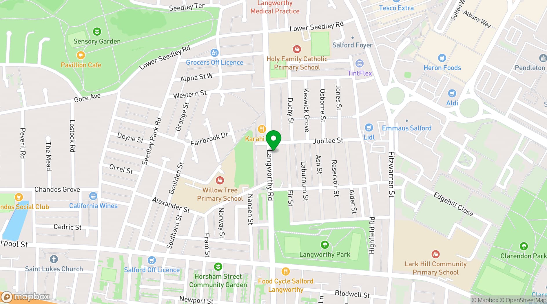 Map showing Emmanuel Church and Centre