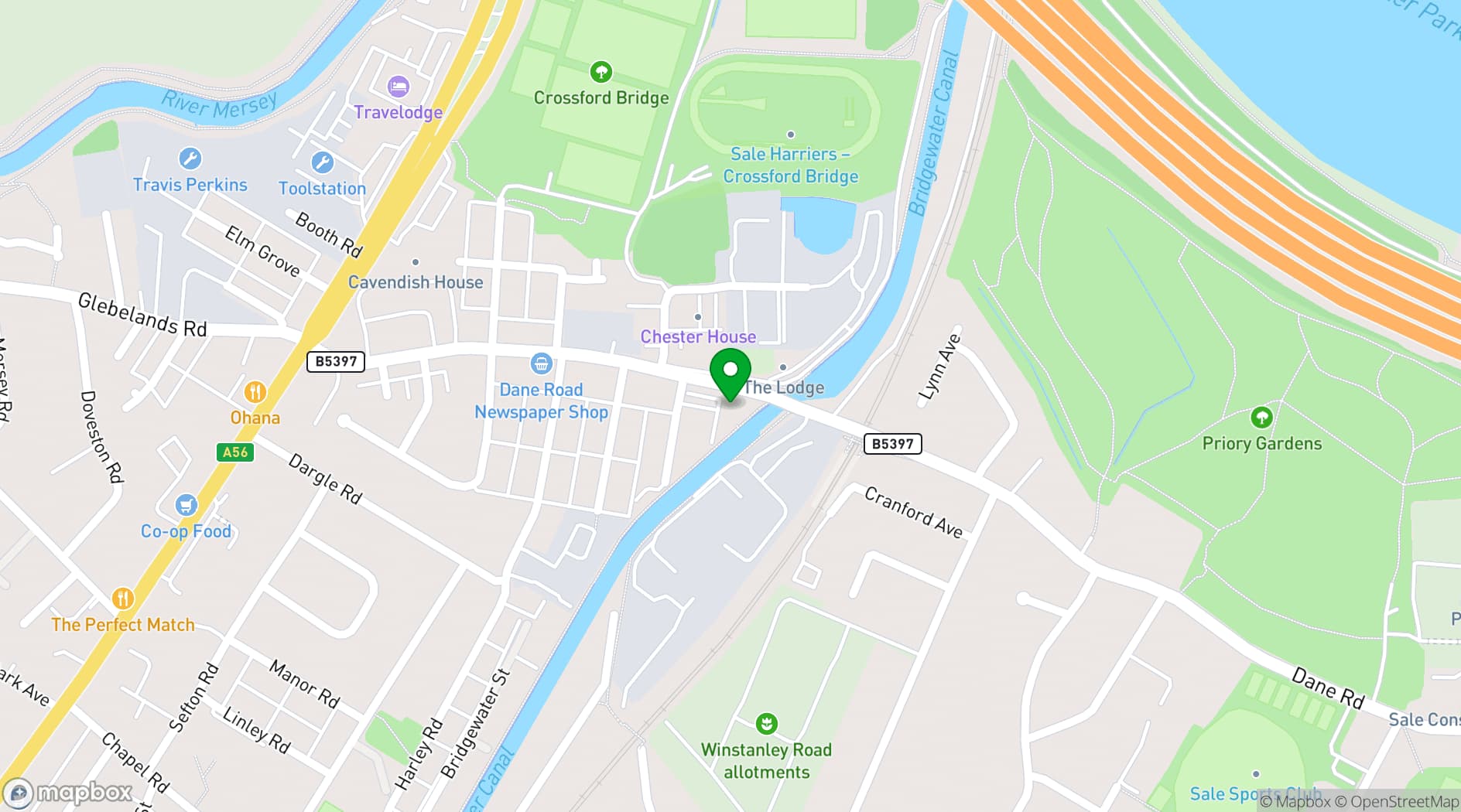 Map showing The Bridge Inn