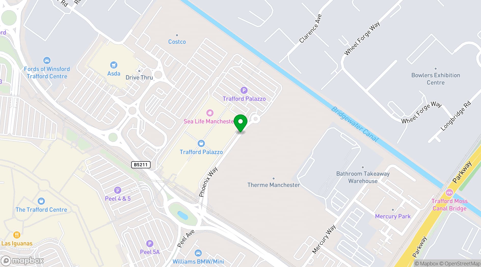 Map showing King Pins, Trafford Palazzo Manchester