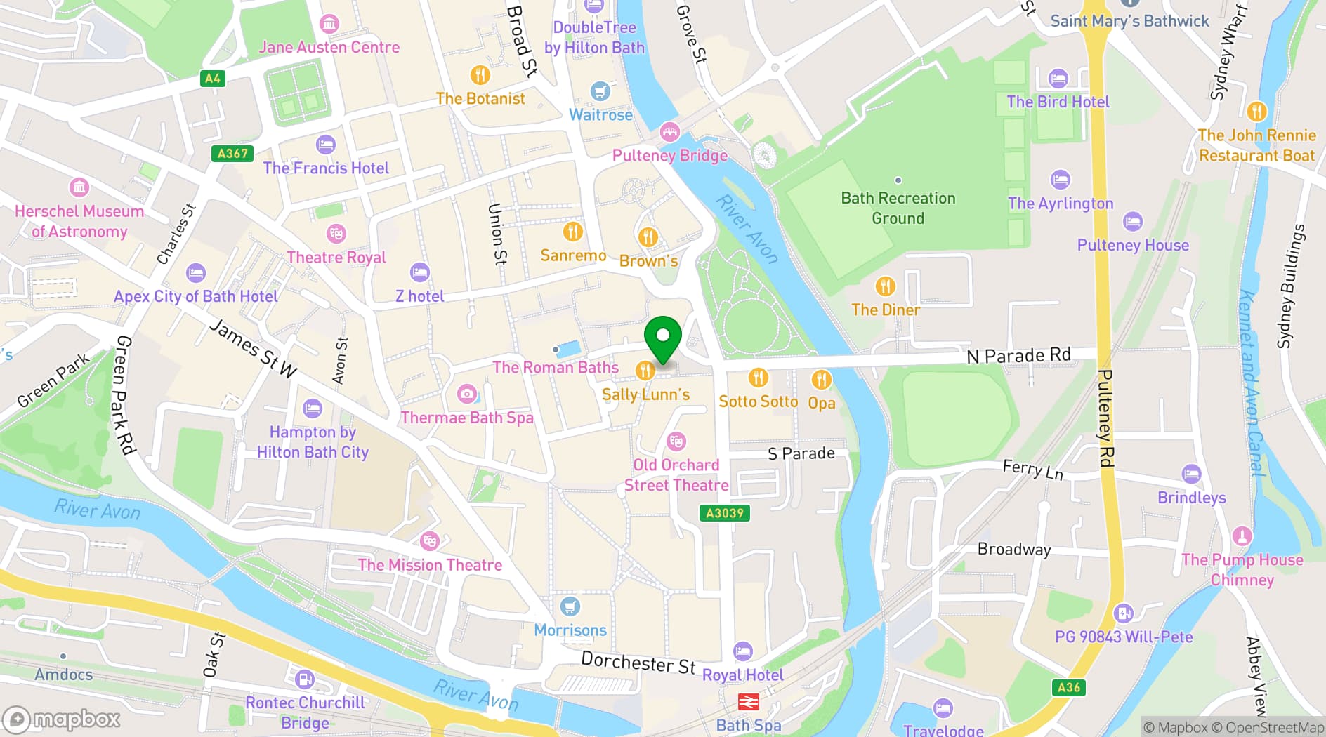 Map showing The Huntsman Pub