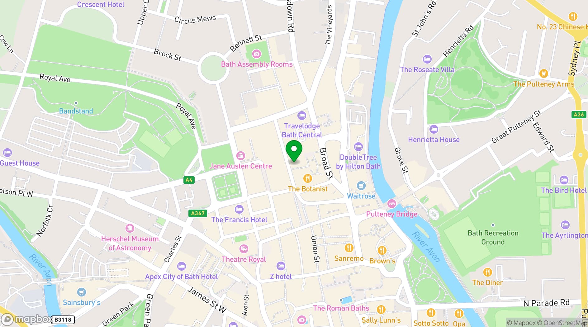 Map showing The Ivy Bath Brasserie