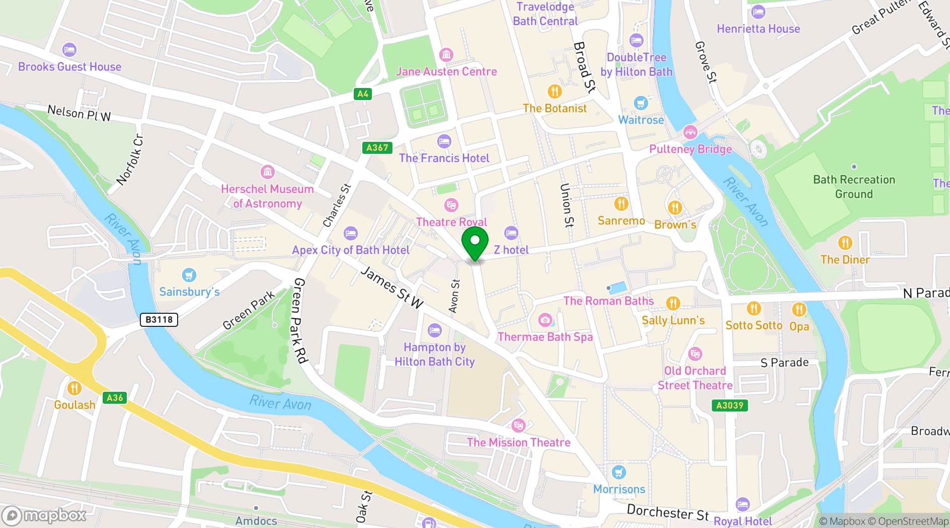 Map showing The Bath Stable