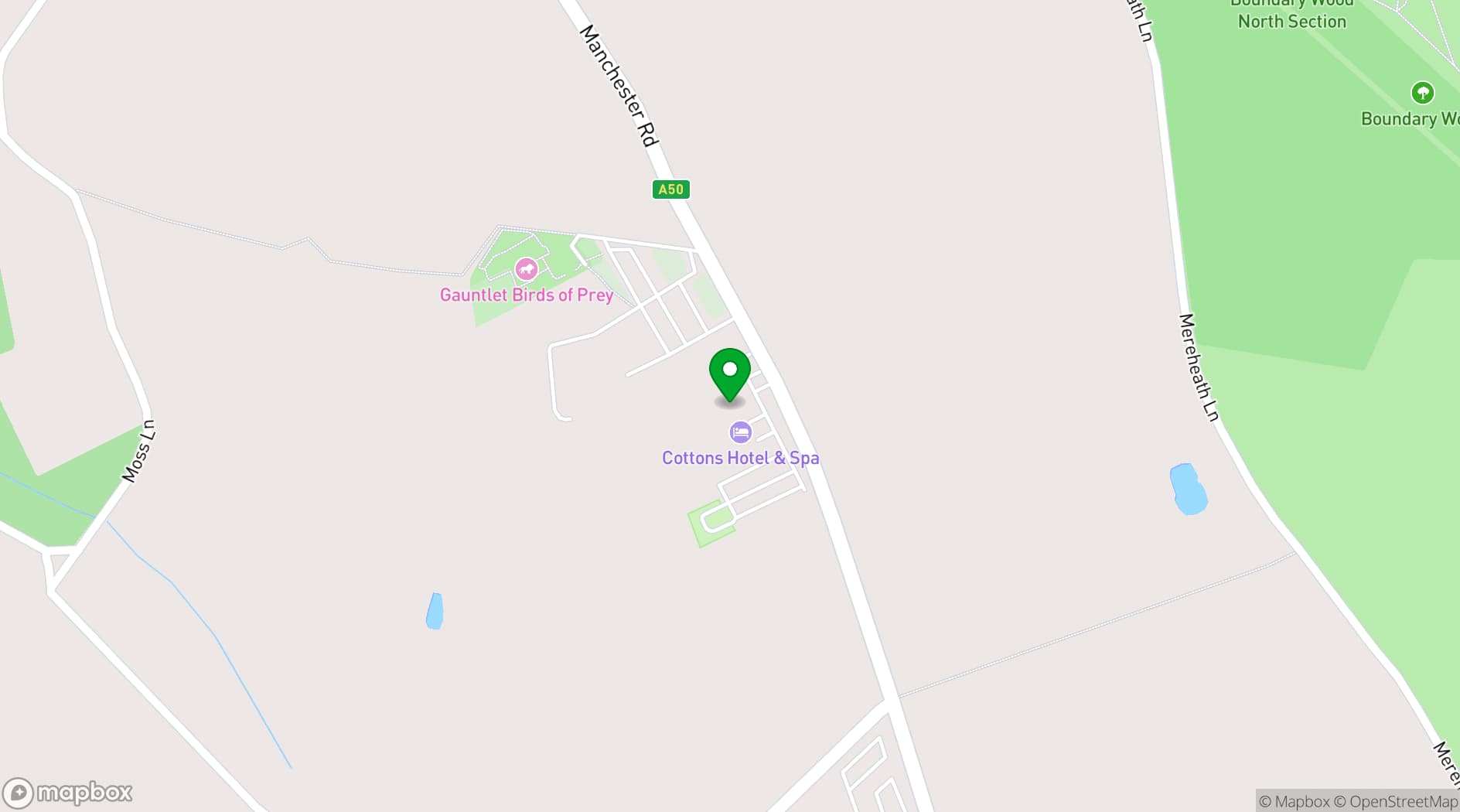 Map showing Cottons Hotel & Spa