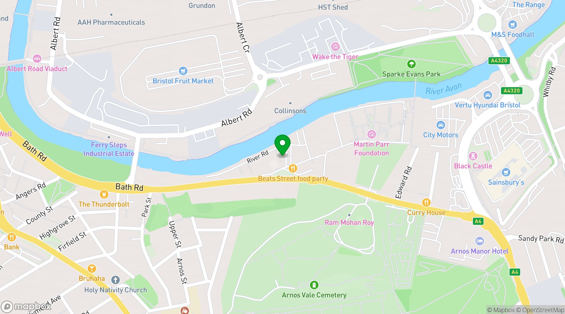Map showing Paintworks Event Space