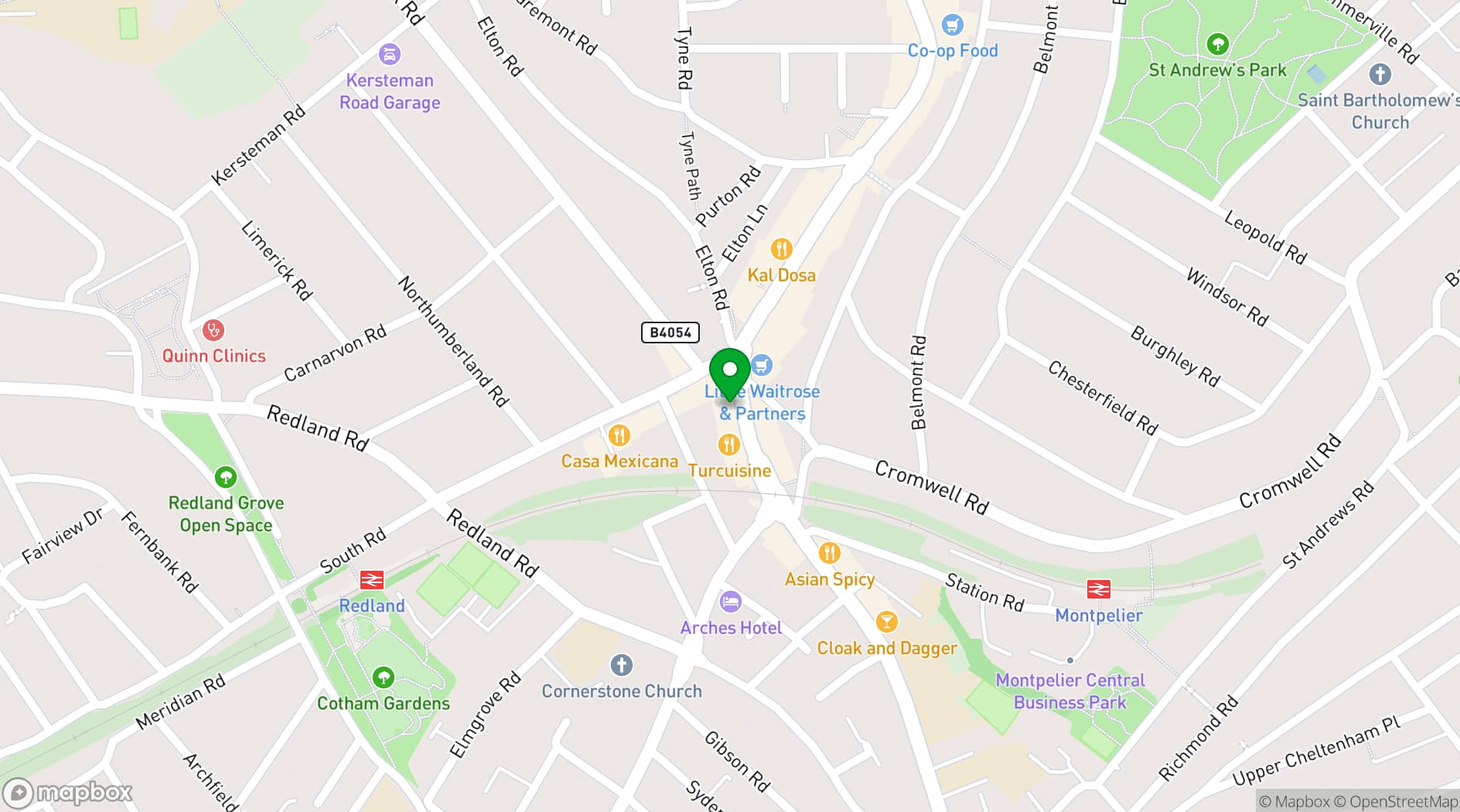 Map showing Bootlegger Bars Bristol