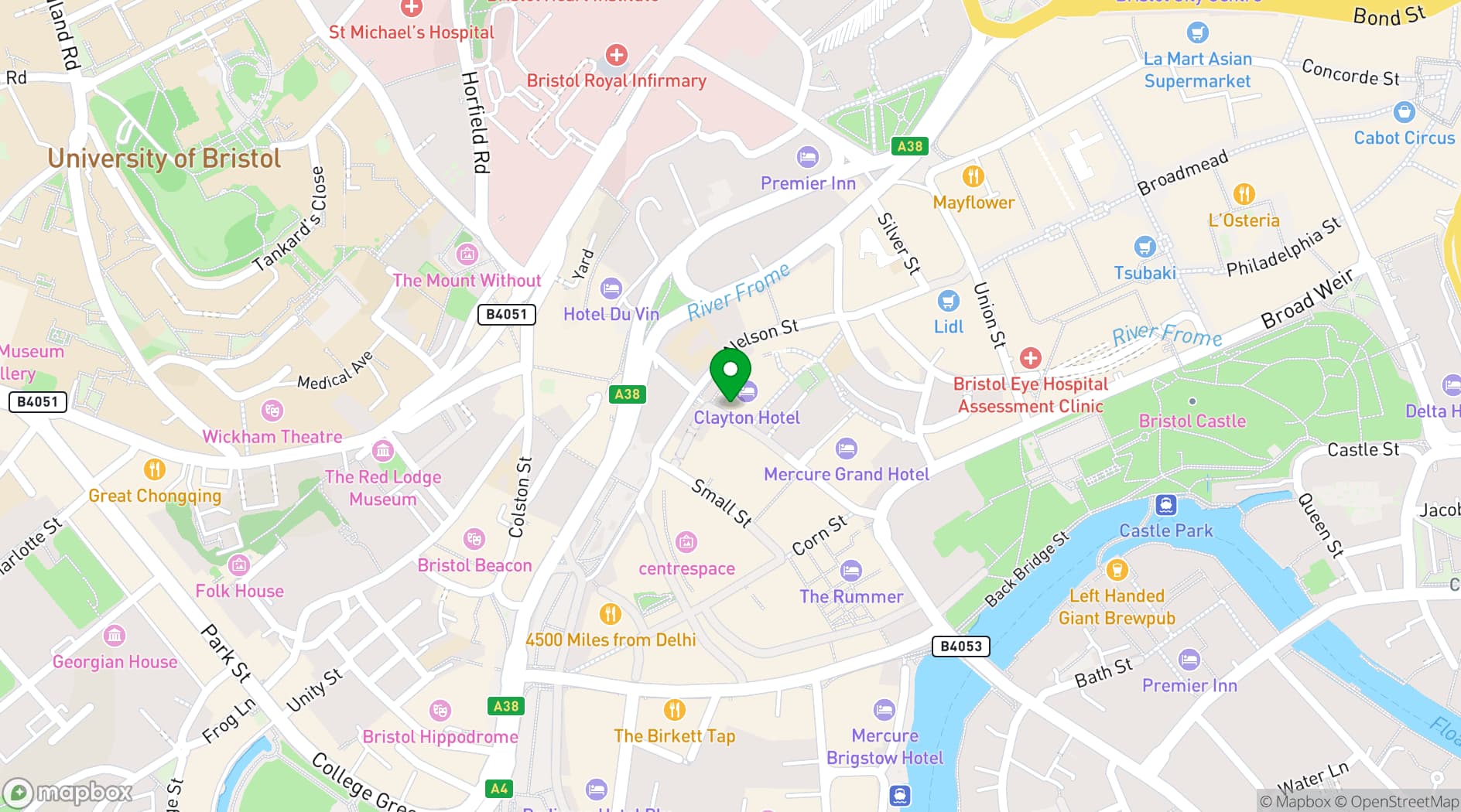 Map showing Clayton Hotel Bristol City