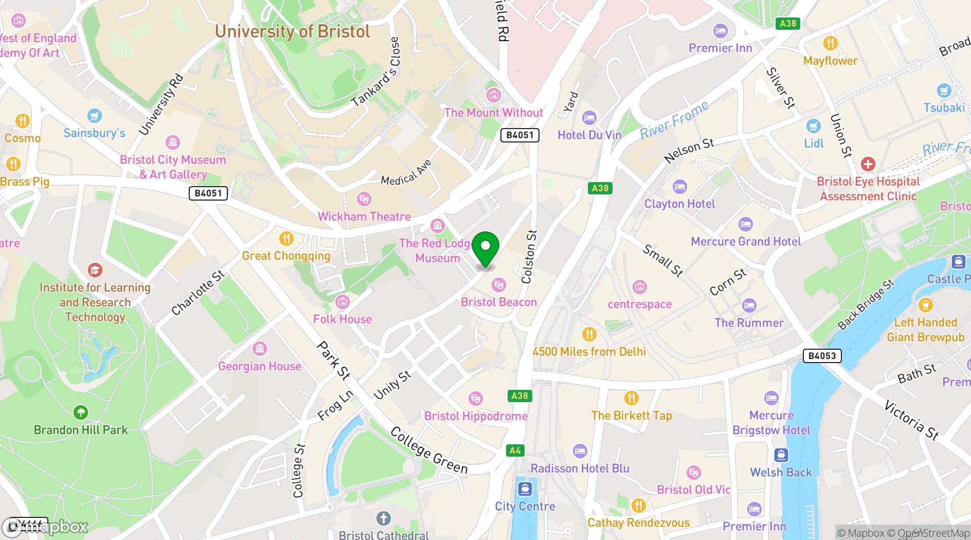 Map showing Bristol Beacon