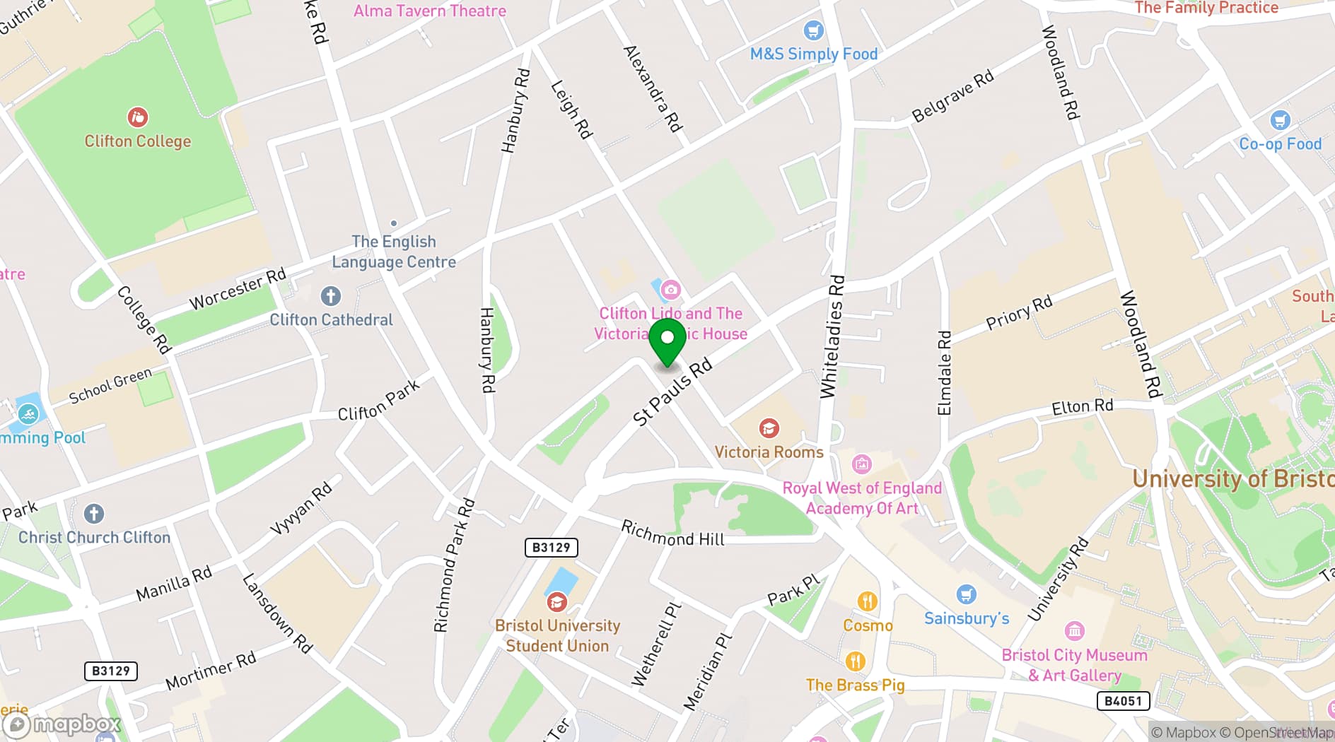 Map showing St Paul's Church