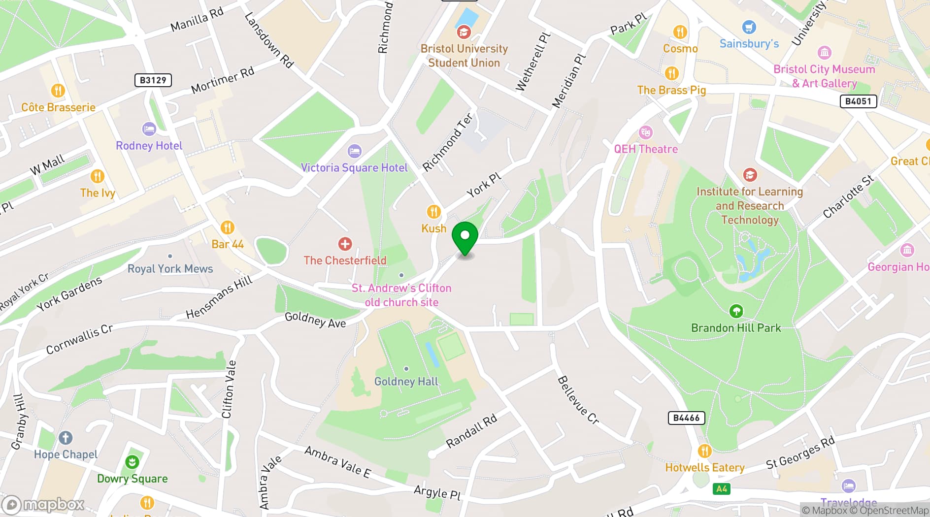 Map showing Clifton Hill House 