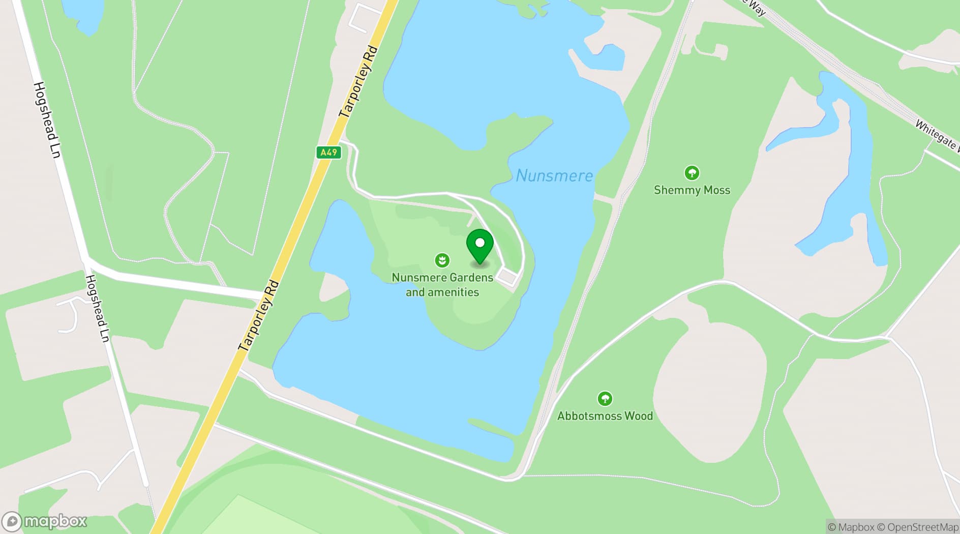 Map showing Nunsmere Hall
