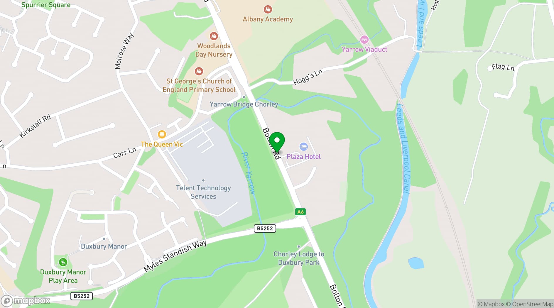 Map showing The Plaza Hotel, Chorley