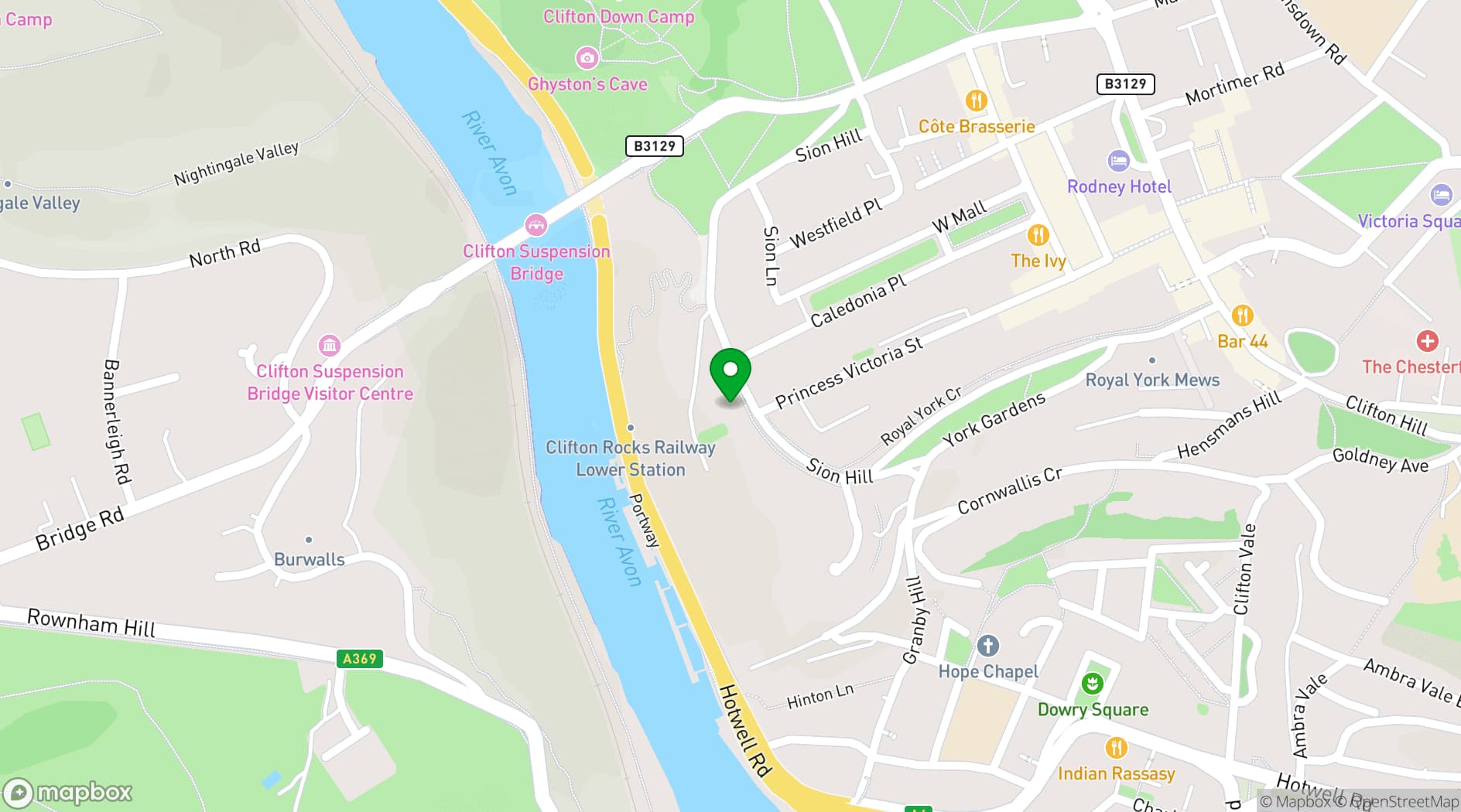 Map showing Avon Gorge by Hotel du Vin