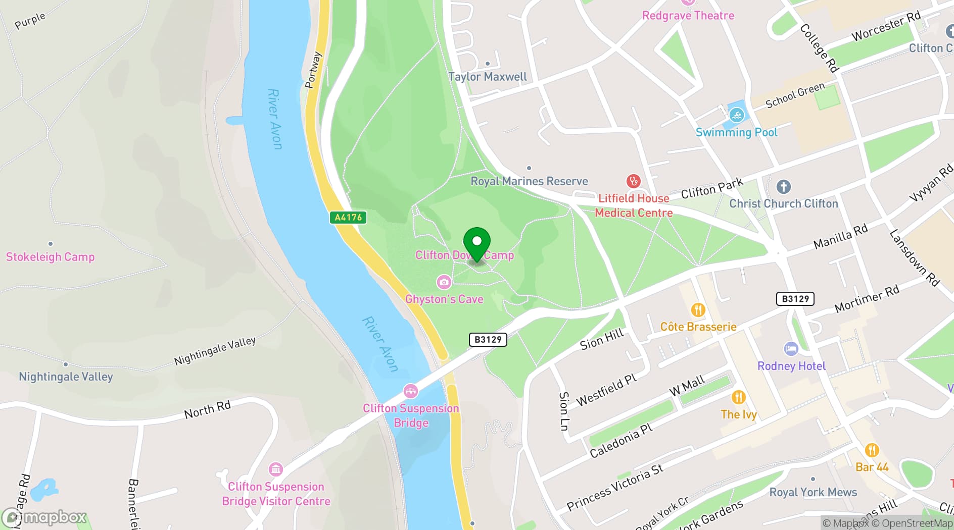 Map showing Clifton Observatory