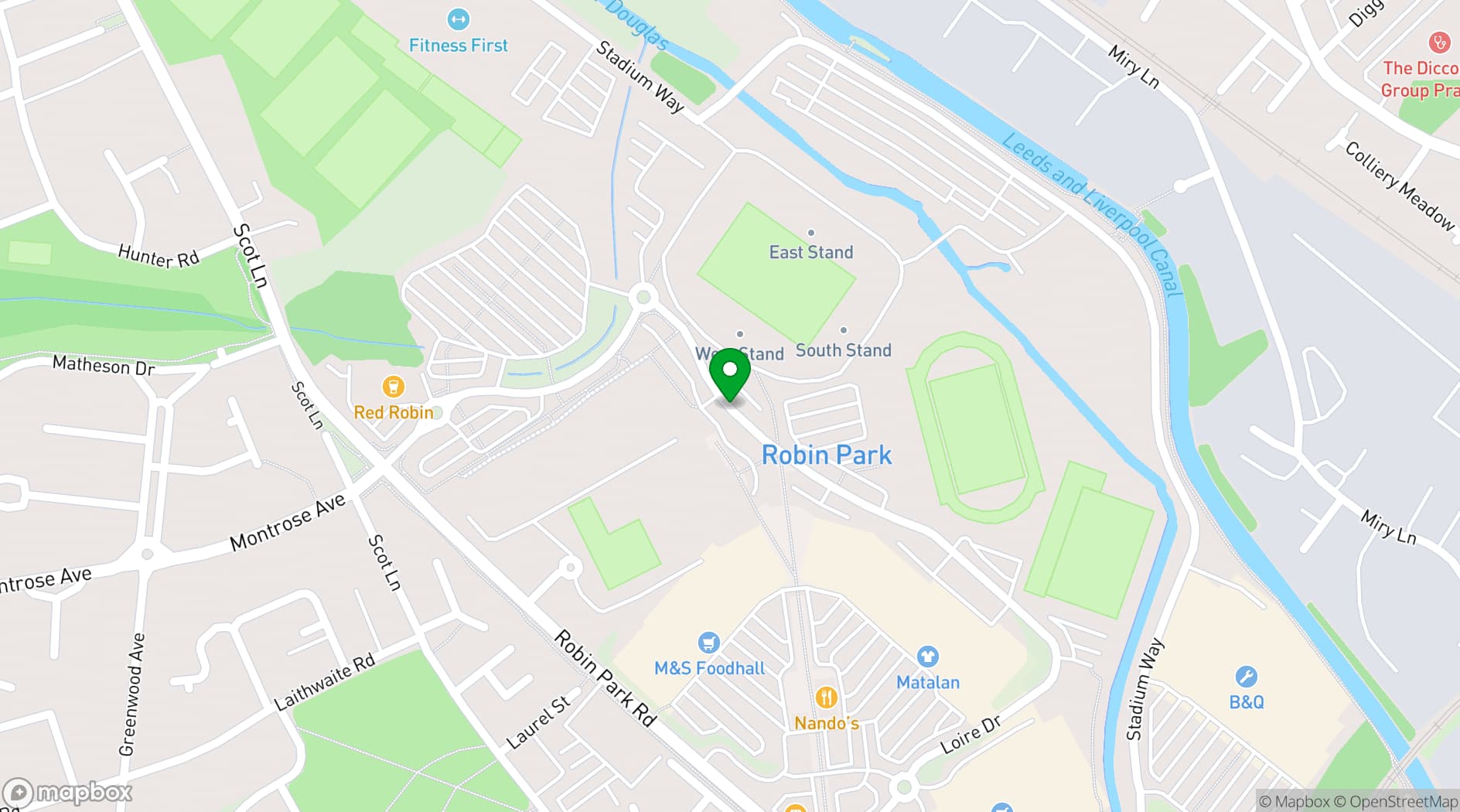 Map showing The DW Stadium