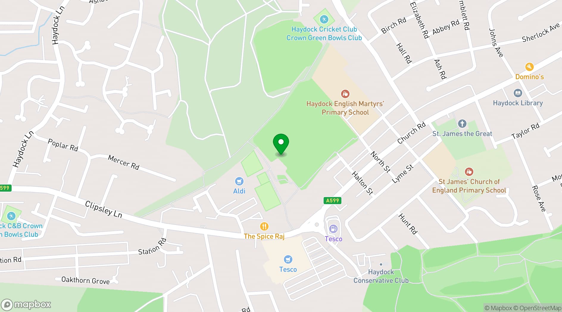 Map showing Haydock Park Racecourse