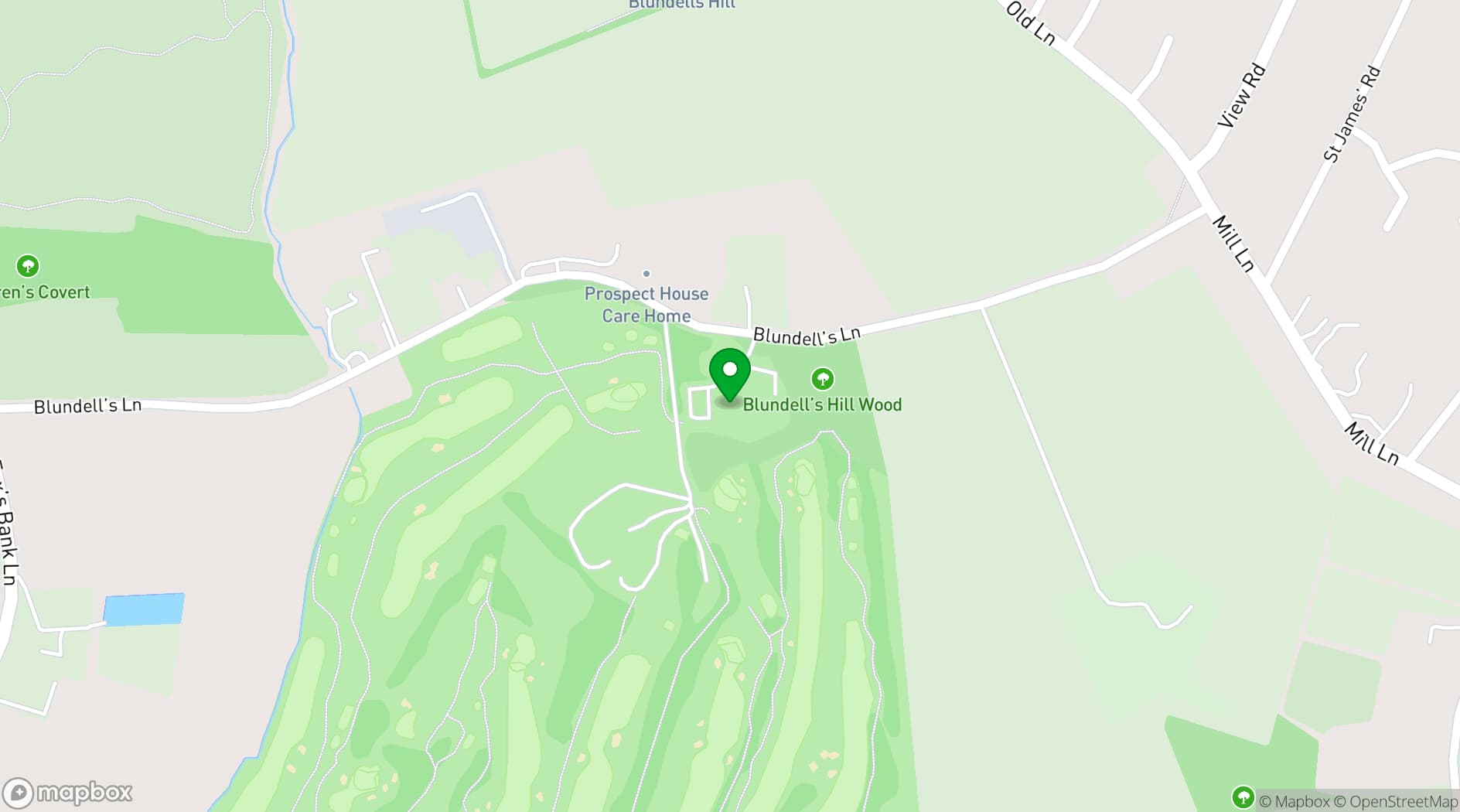 Map showing Blundells Hill Golf Club