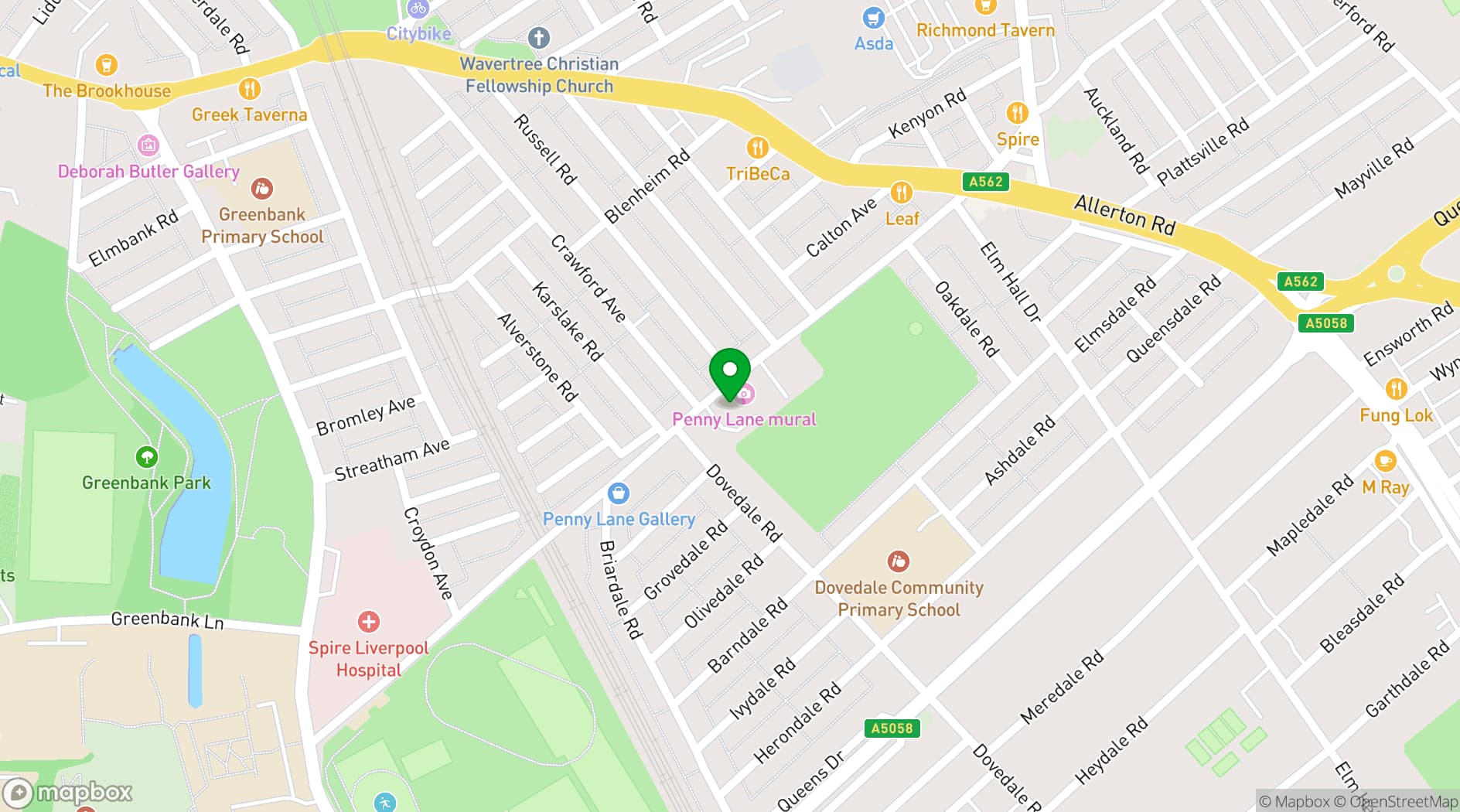 Map showing Dovedale Towers
