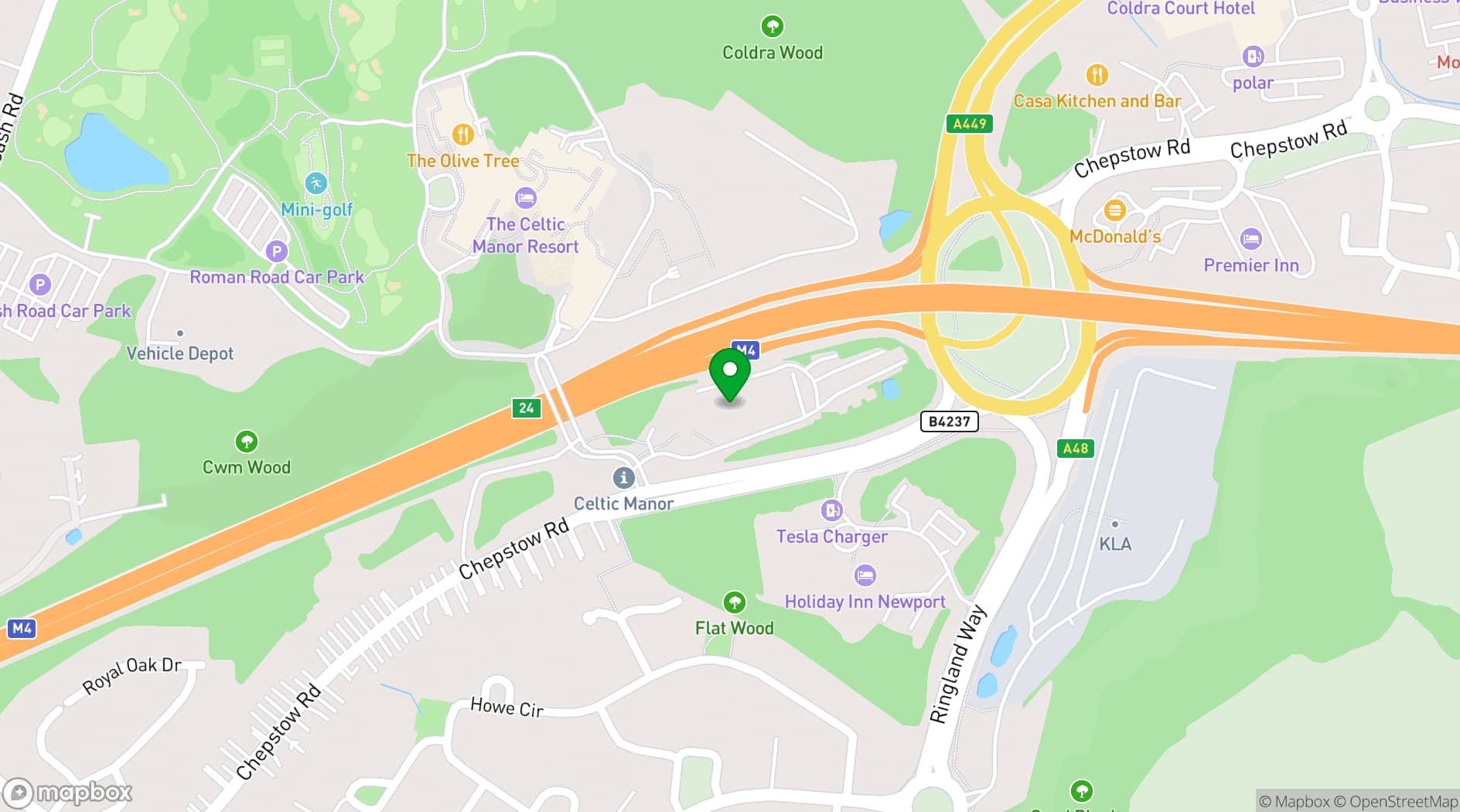 Map showing The Celtic Manor Resort