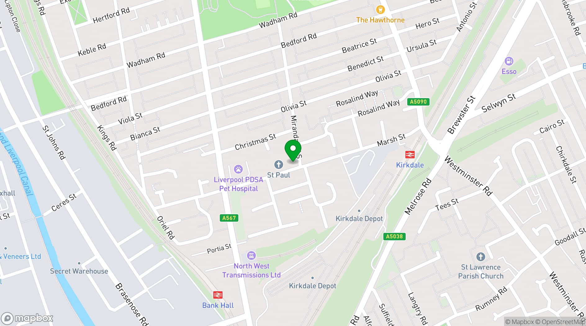 Map showing Kirkdale Community Hub