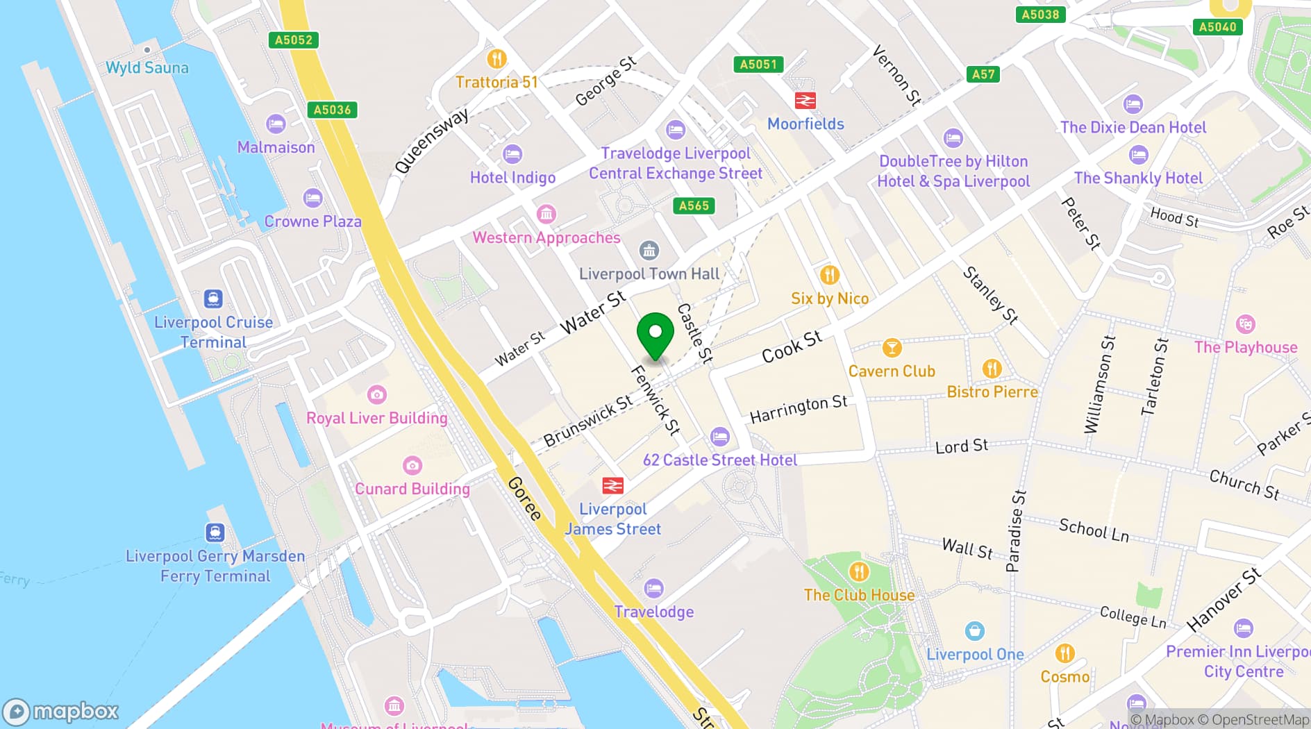 Map showing Restaurant Bar & Grill Liverpool