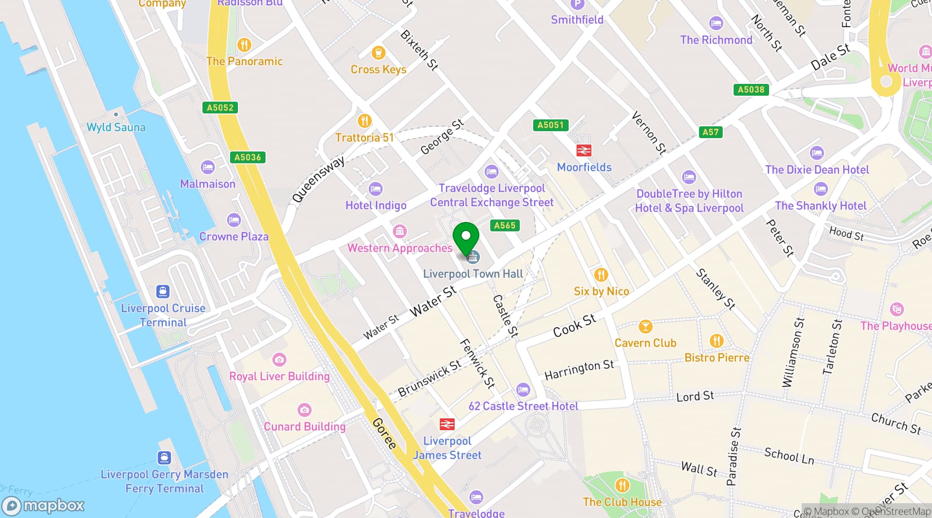 Map showing Liverpool Town Hall