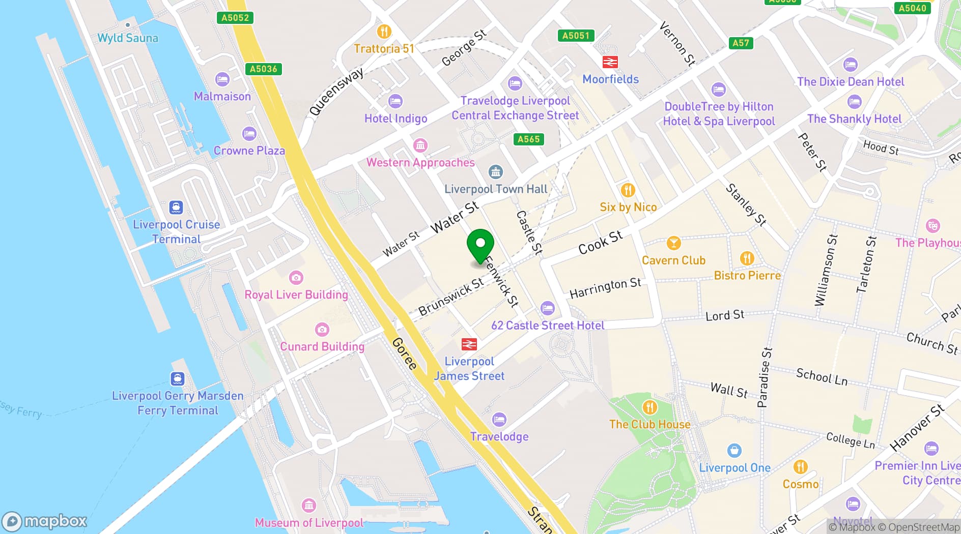 Map showing Hawksmoor Liverpool