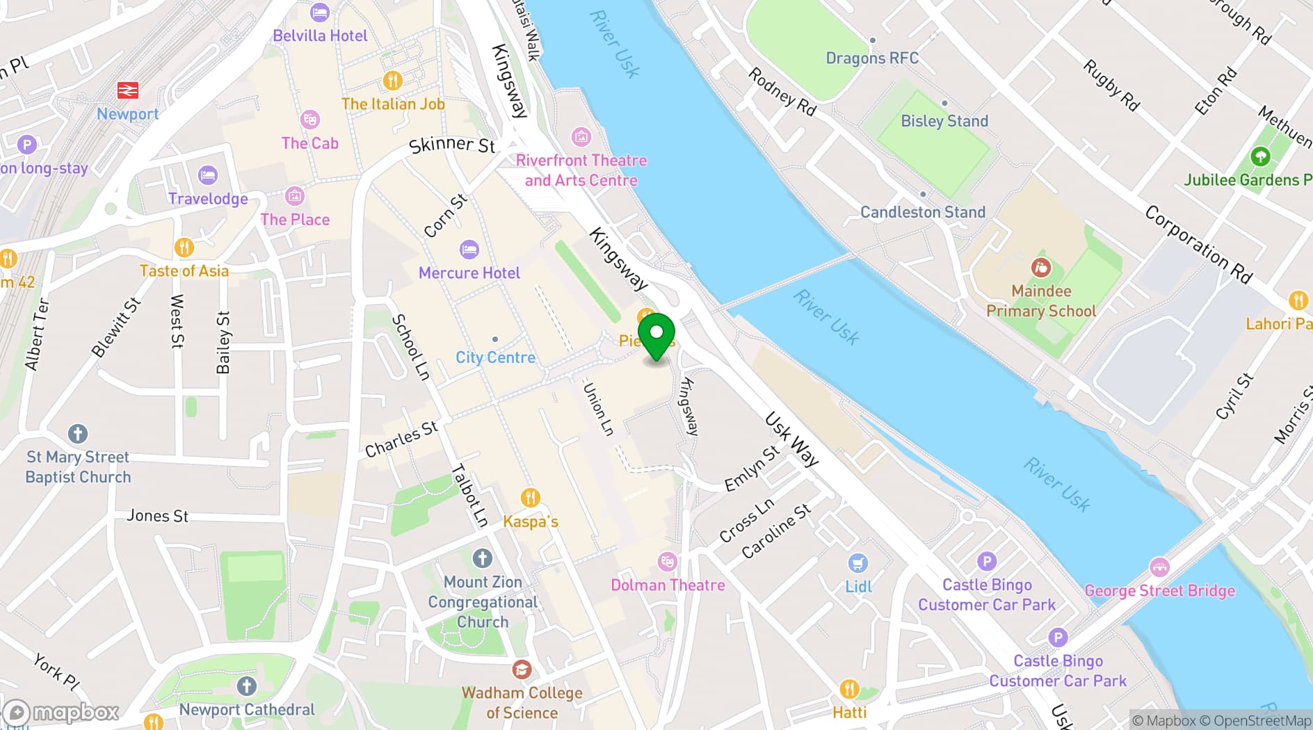 Map showing Las Iguanas Newport