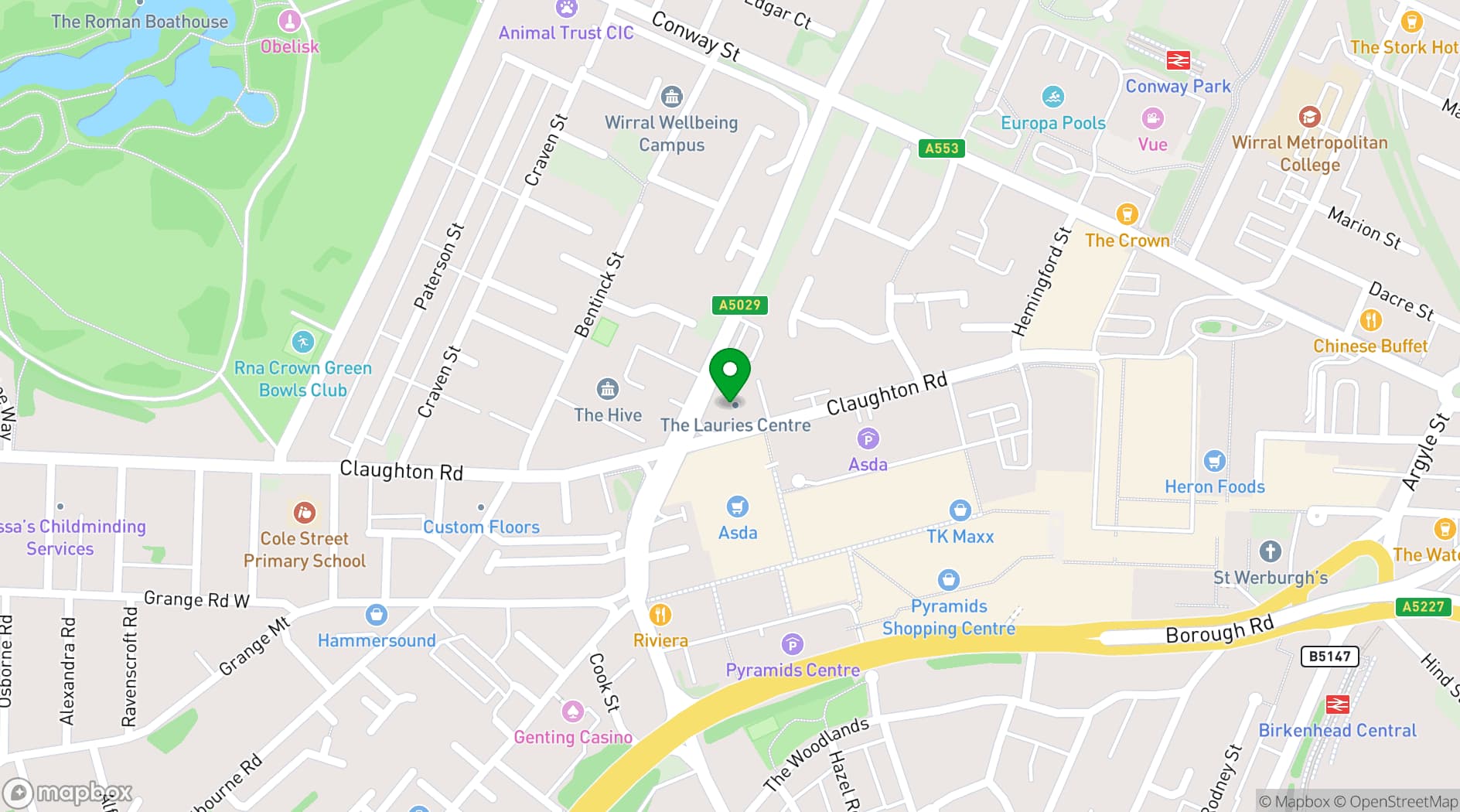 Map showing The Lauries