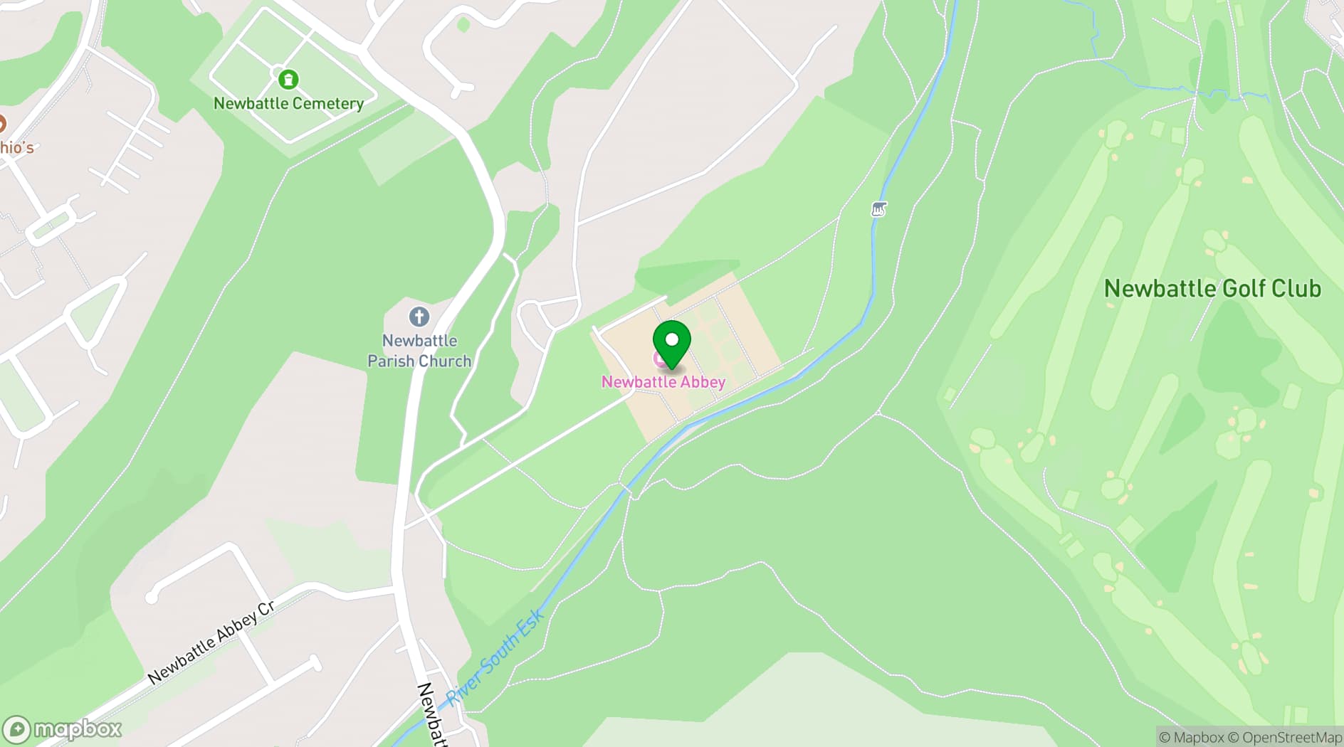 Map showing Newbattle Abbey