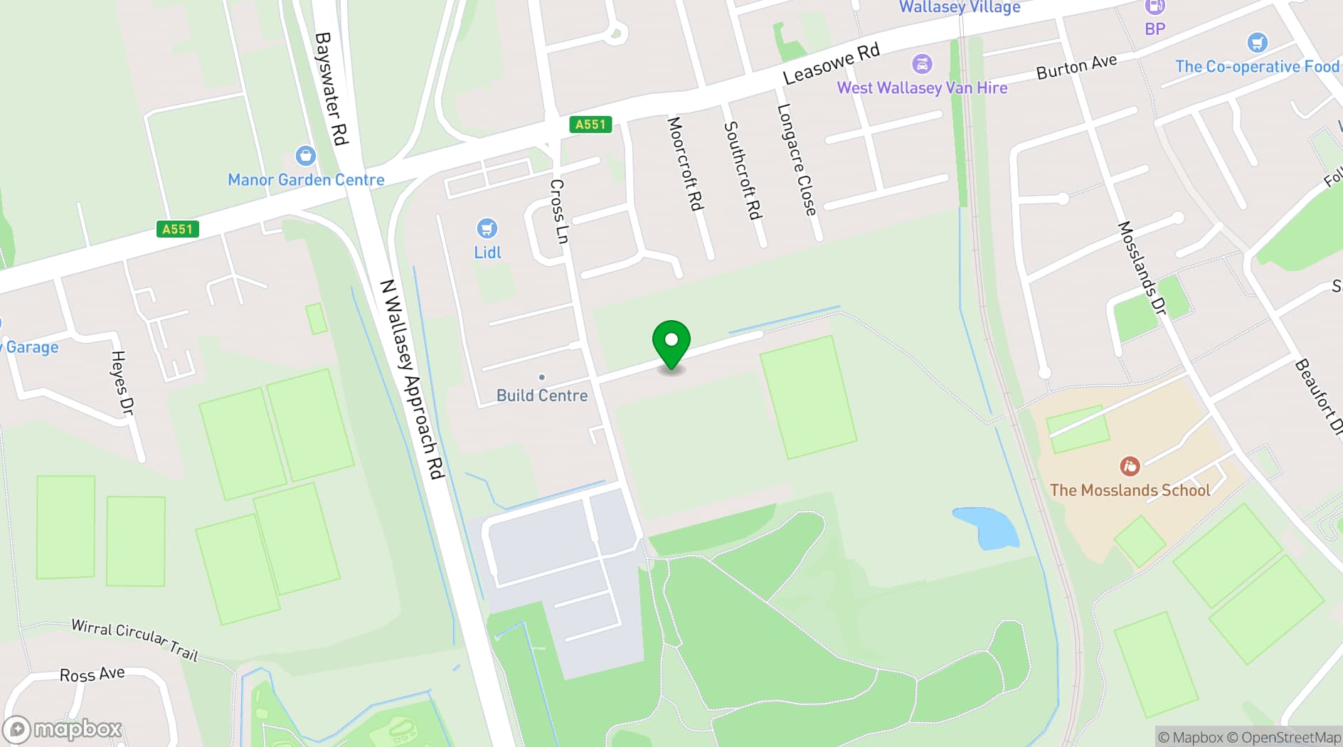 Map showing Wallasey Rugby Club