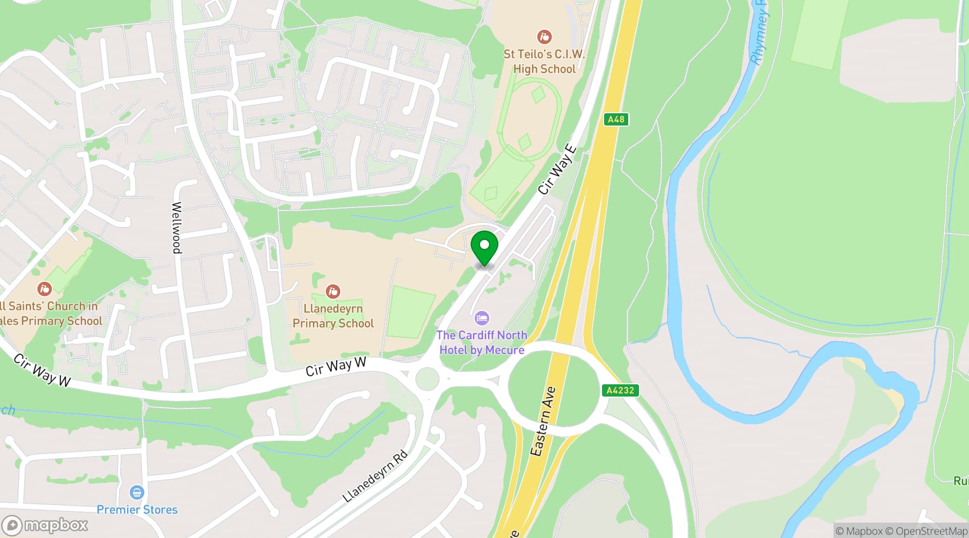 Map showing Mercure Cardiff North Hotel