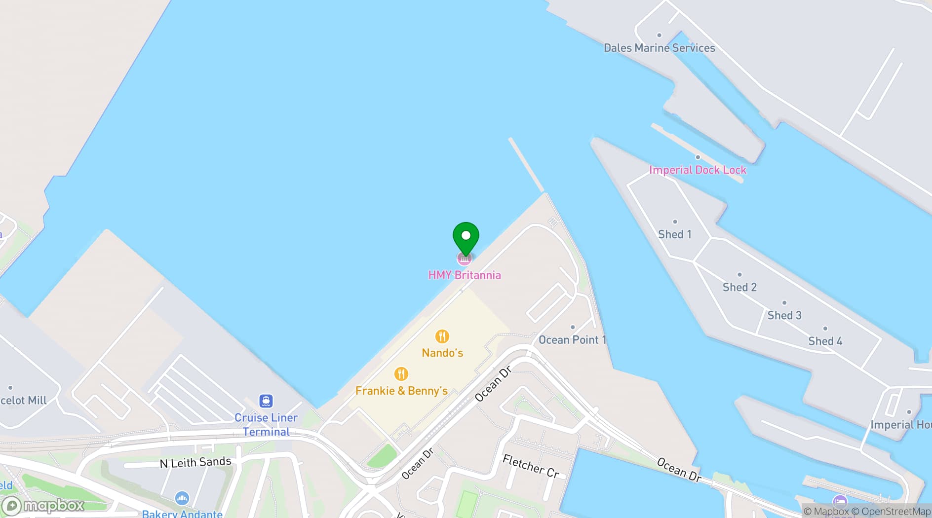 Map showing The Royal Yacht Britannia